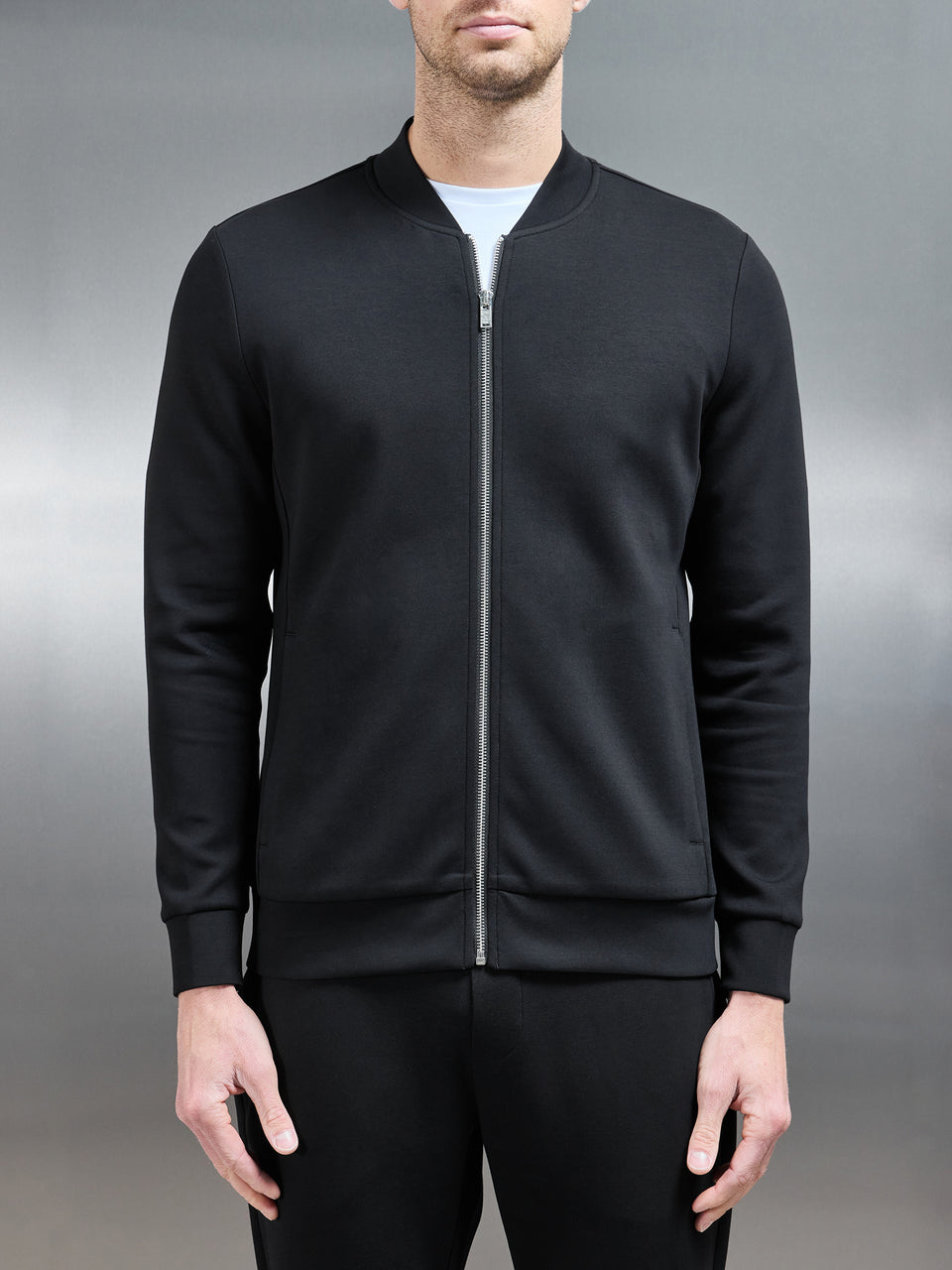 Interlock Jersey Bomber Jacket in Black