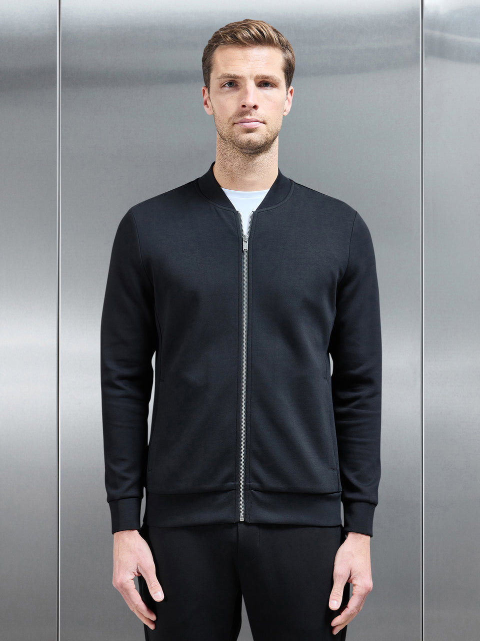 Interlock Jersey Bomber Jacket in Black