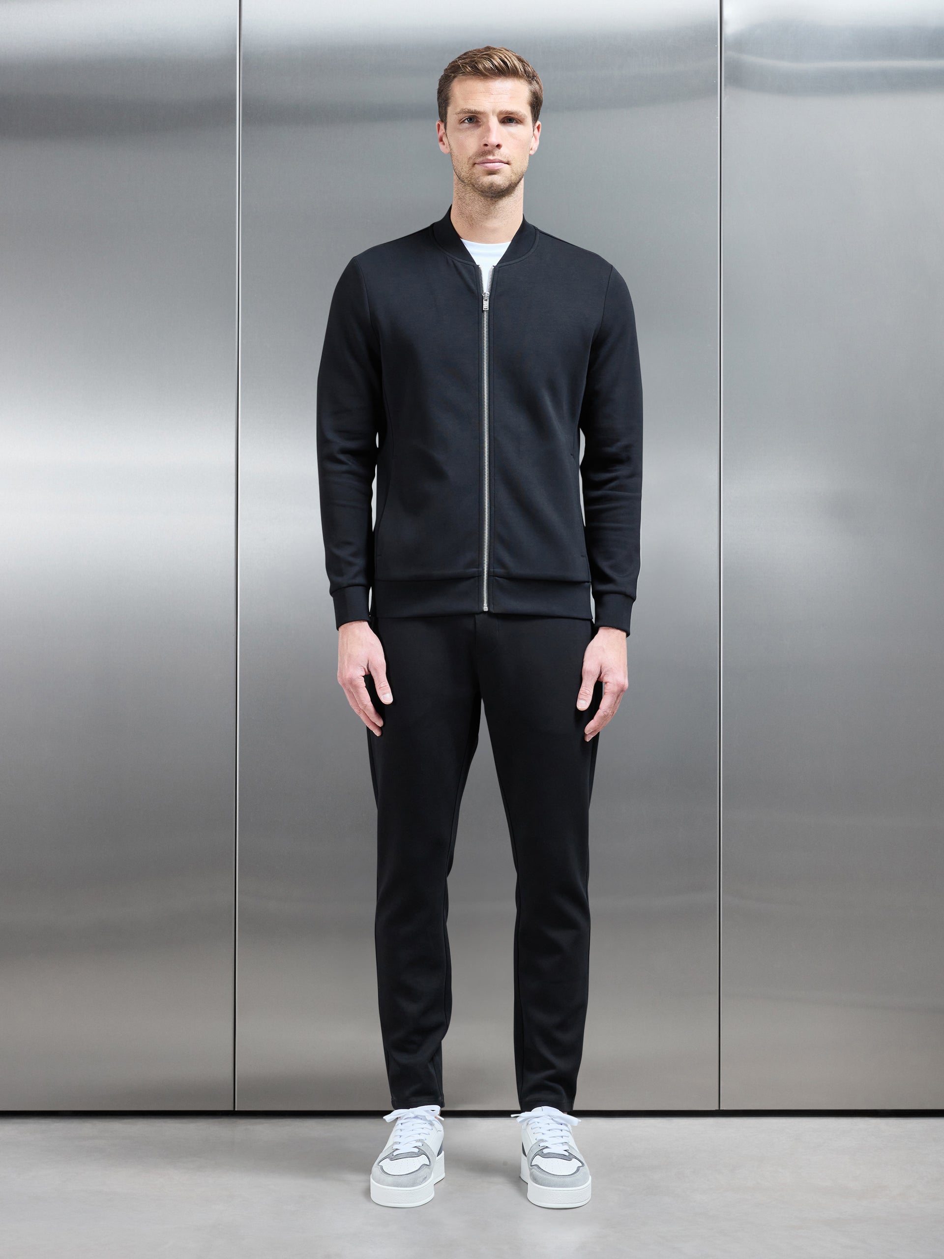 Interlock Jersey Bomber Jacket in Black