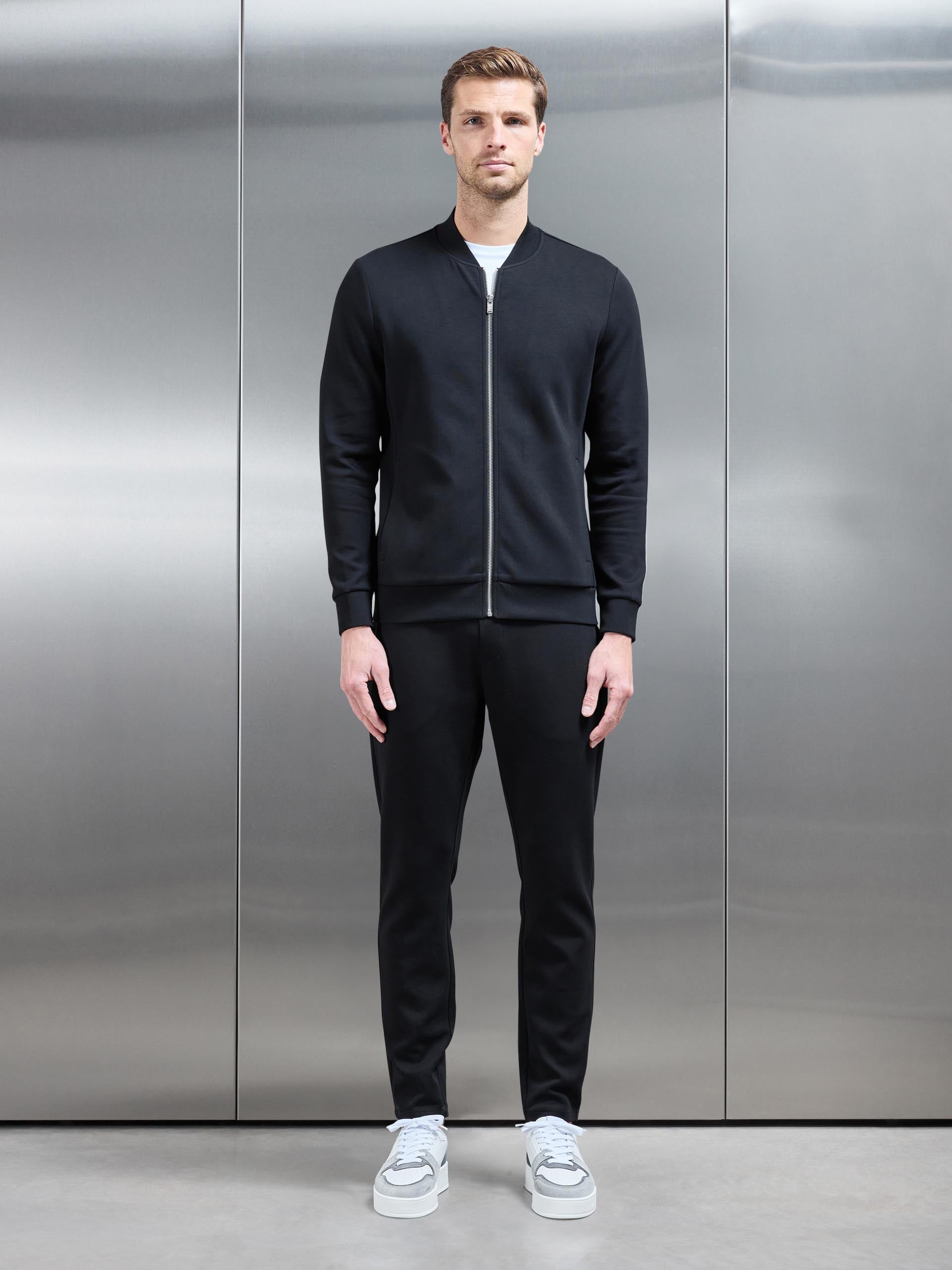 Interlock Jersey Bomber Jacket in Black