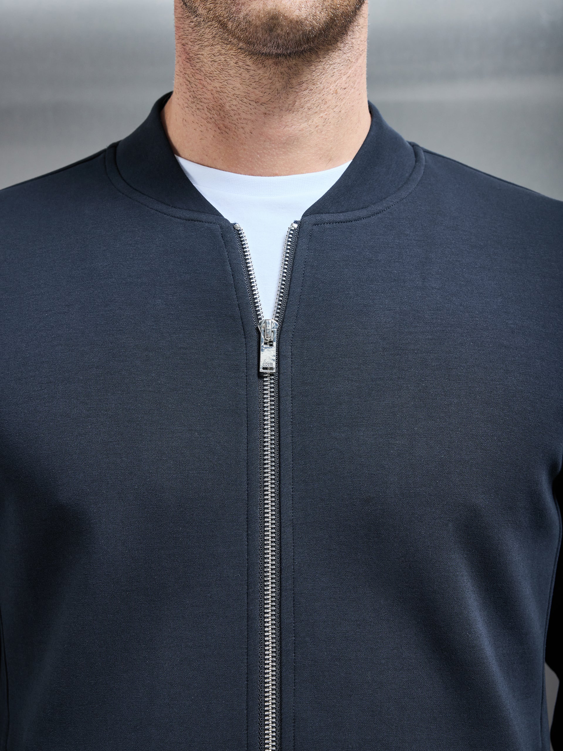 Interlock Jersey Bomber Jacket in Navy