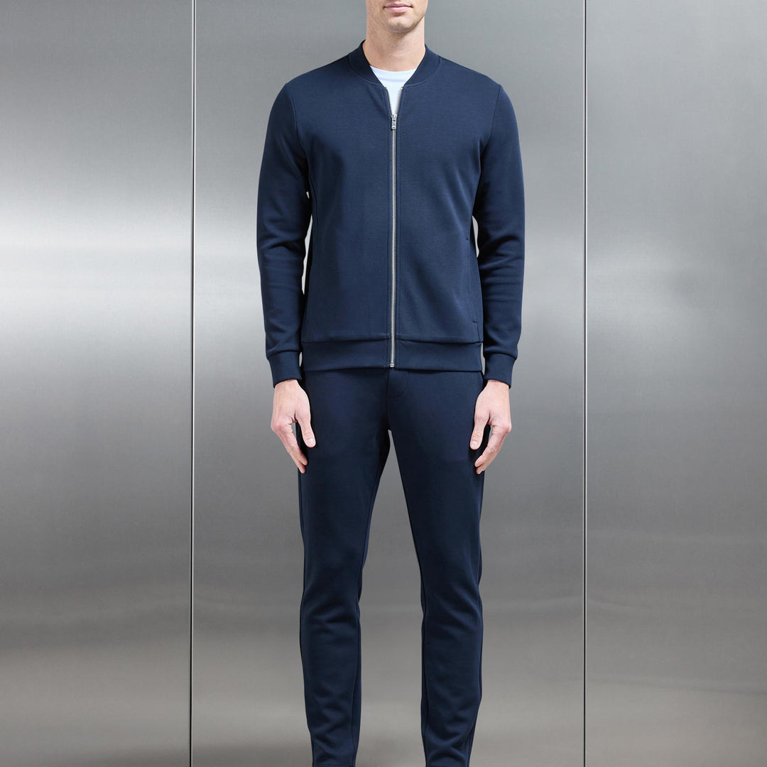 Interlock Jersey Bomber Jacket in Navy