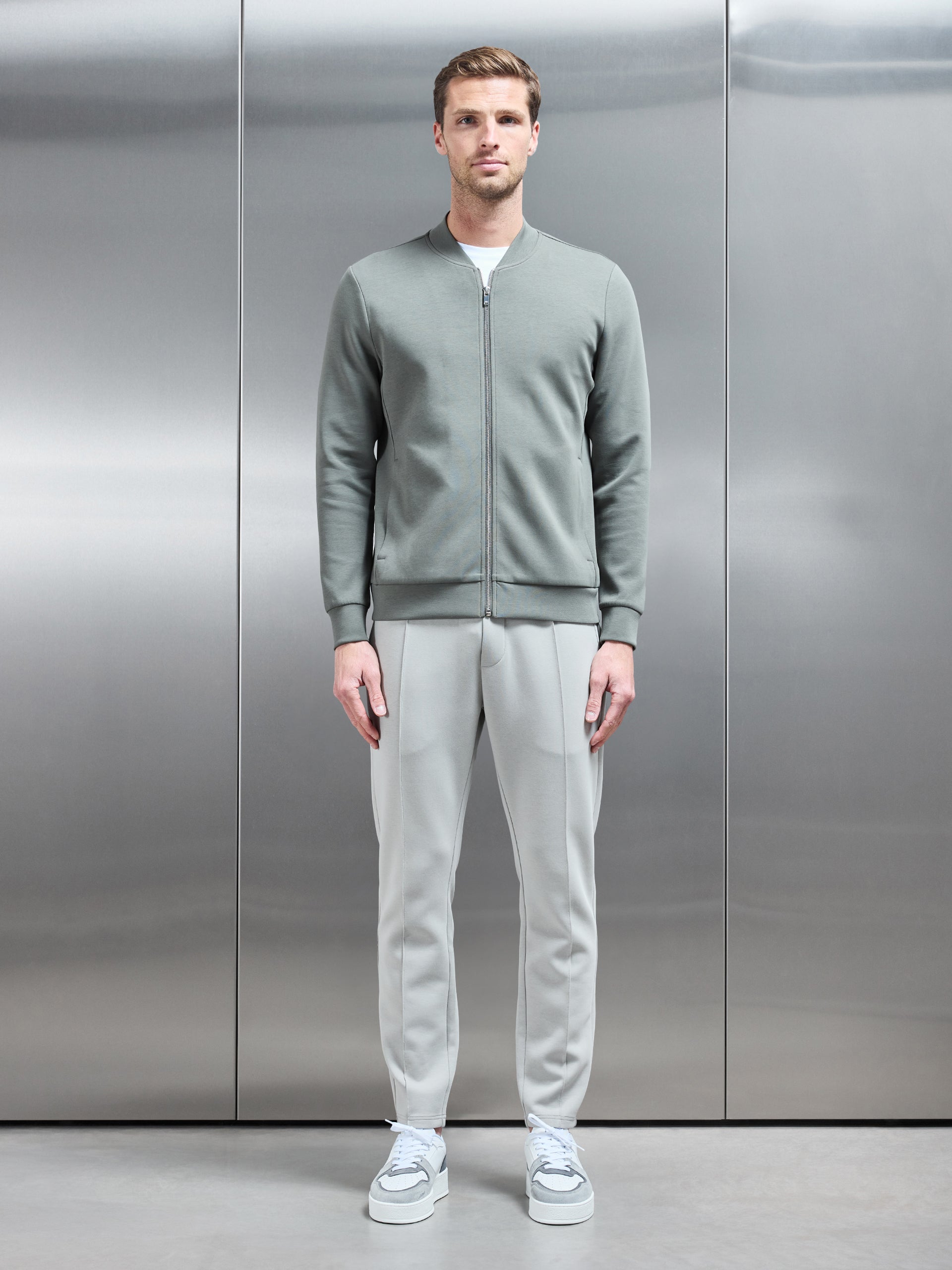 Interlock Jersey Bomber Jacket in Sage