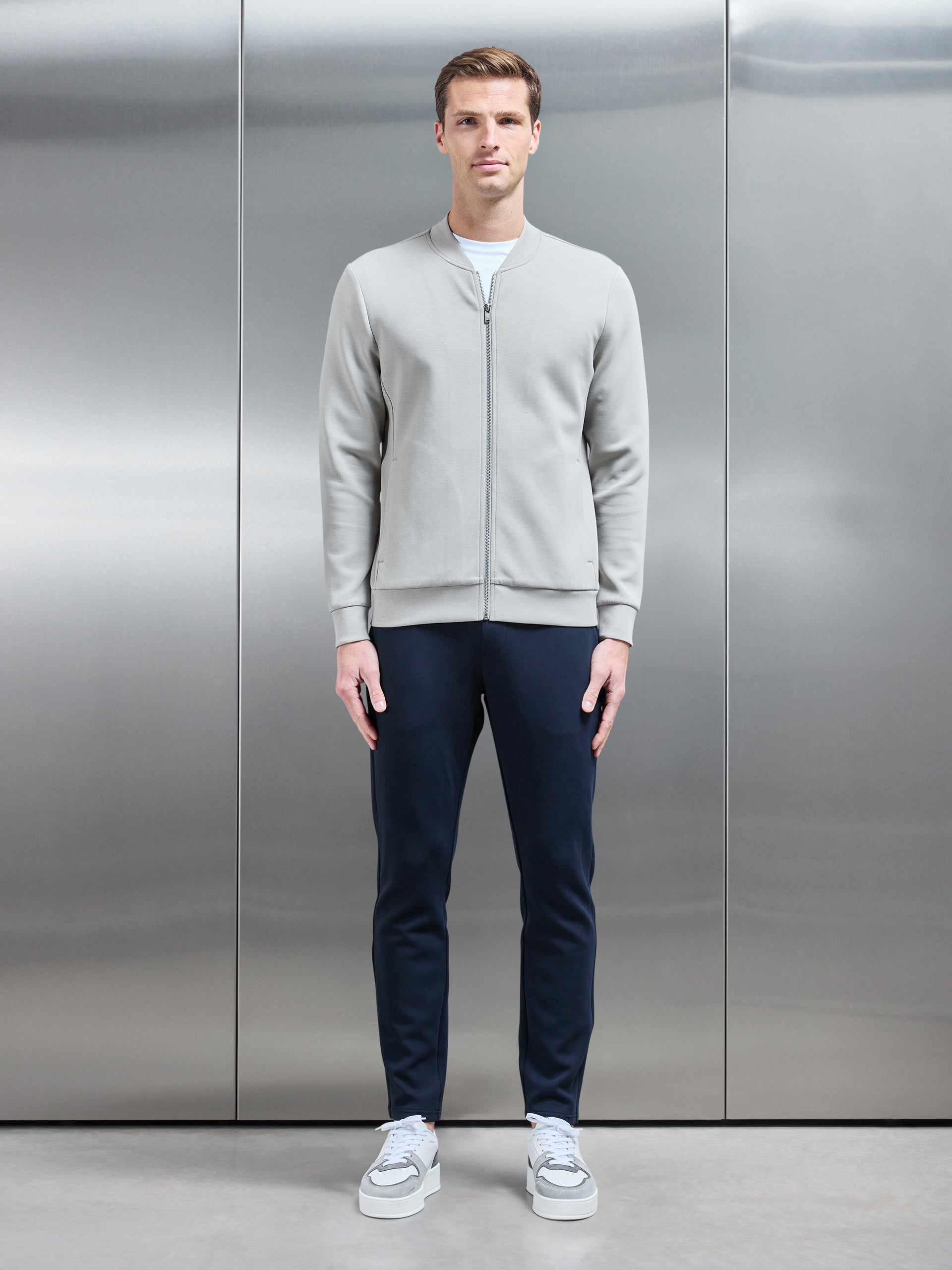 Interlock Jersey Bomber Jacket in Stone