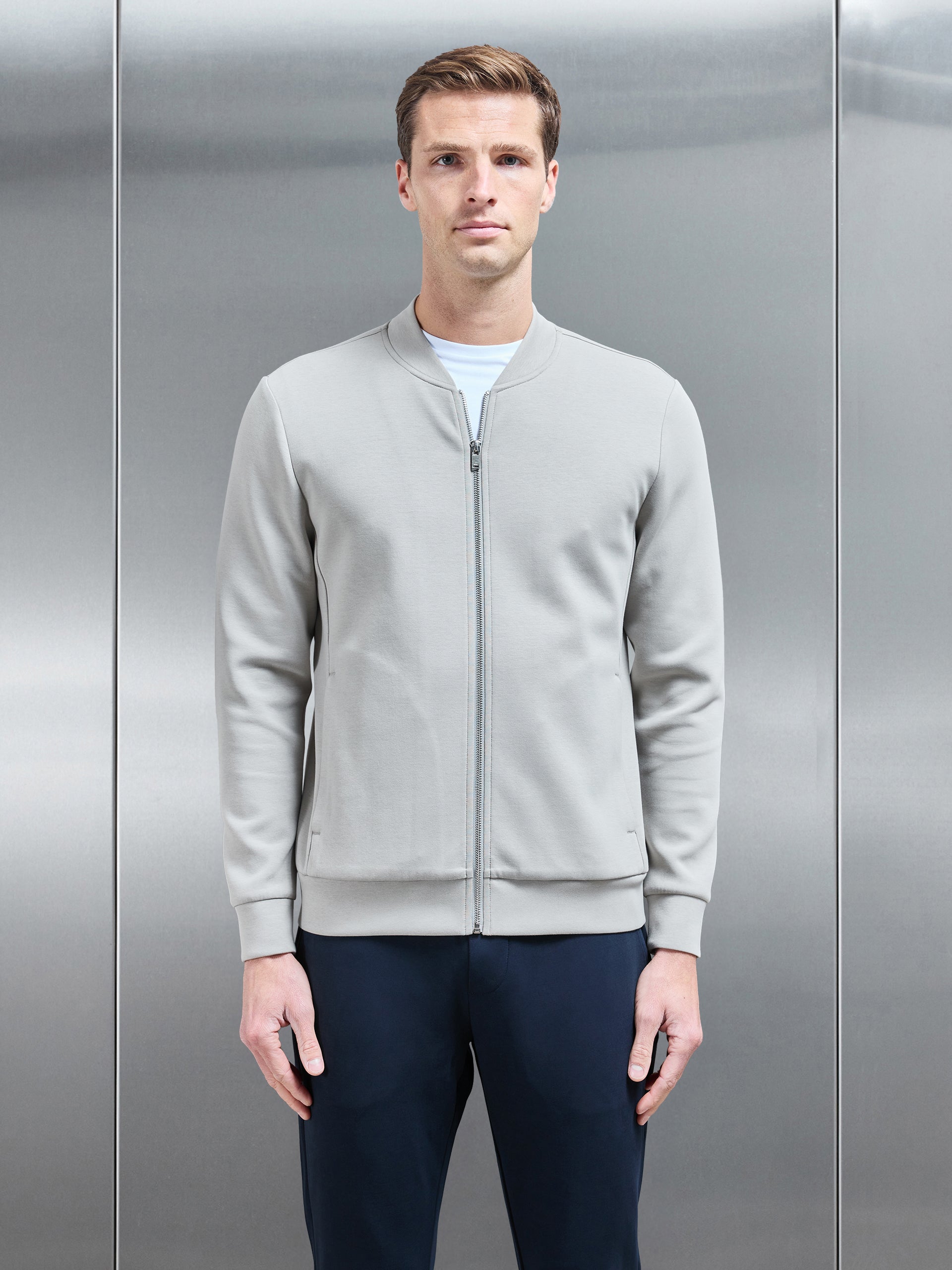 Interlock Jersey Bomber Jacket in Stone