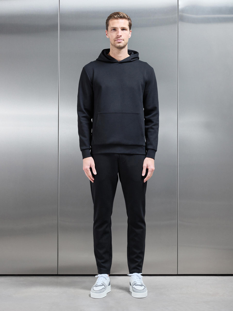 Interlock Jersey Essential Hoodie in Black