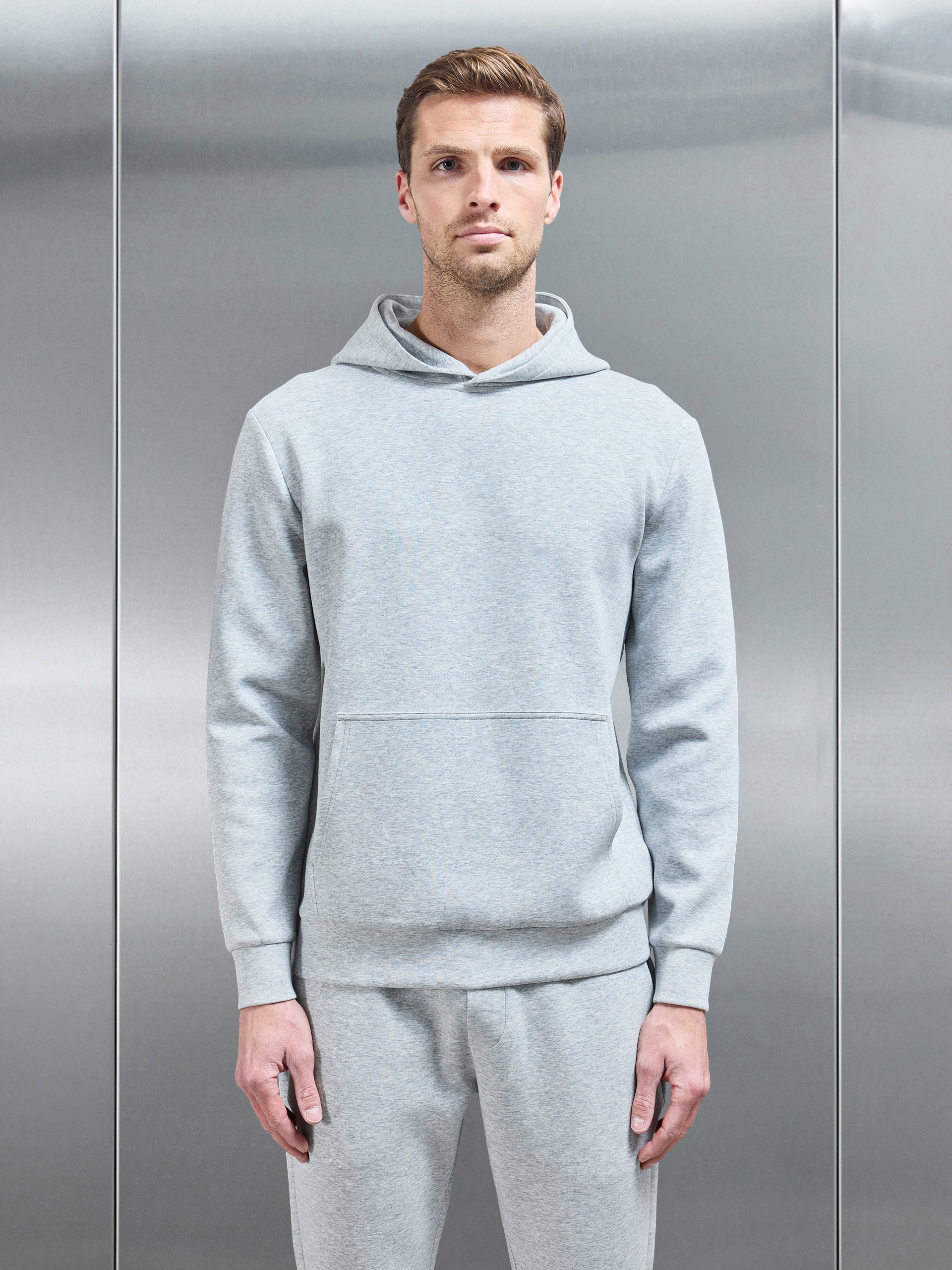 Interlock Jersey Essential Hoodie in Marl Grey