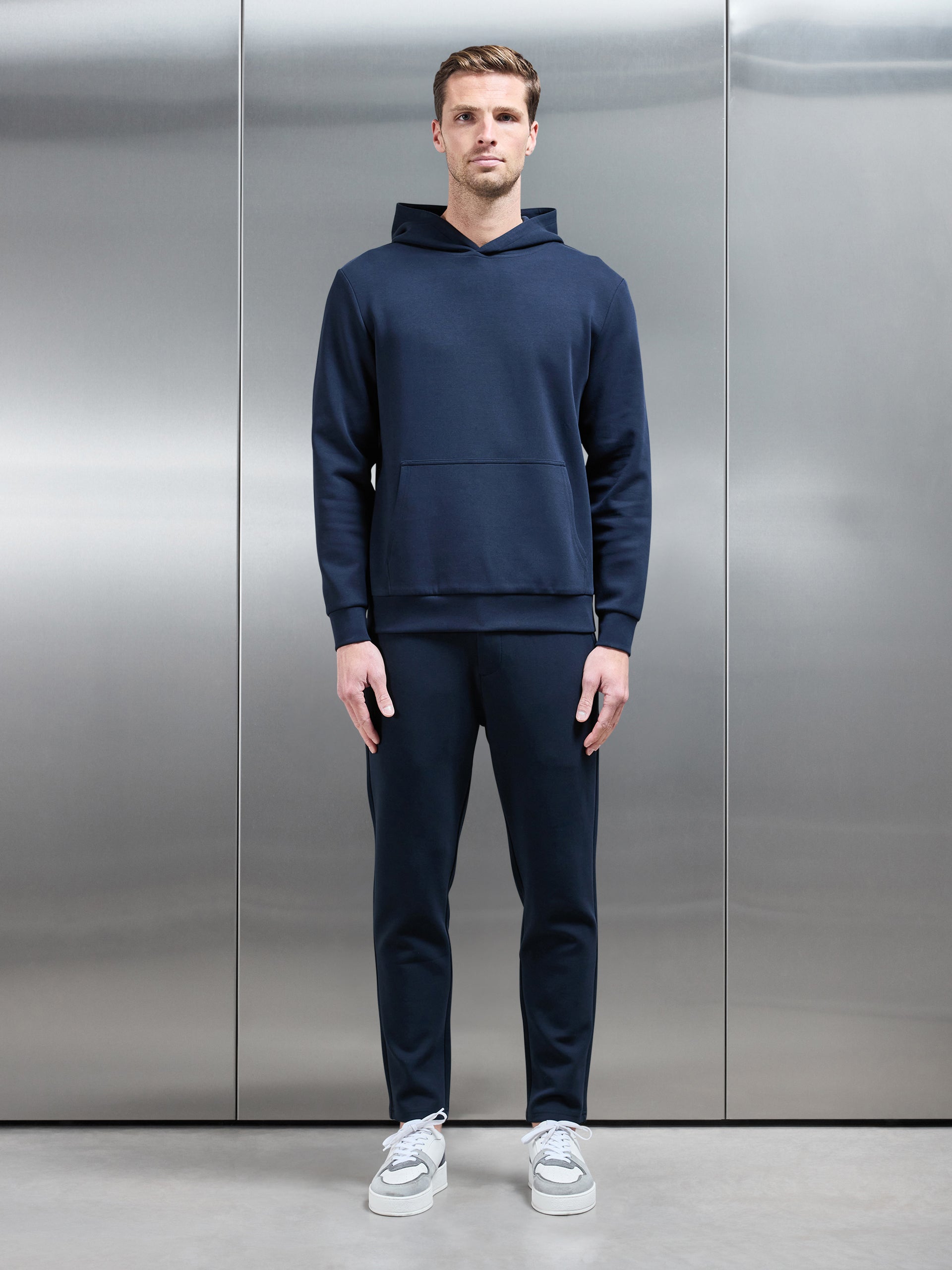 Interlock Jersey Essential Hoodie in Navy