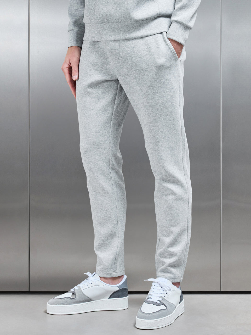 Interlock Jersey Essential Jogger in Marl Grey
