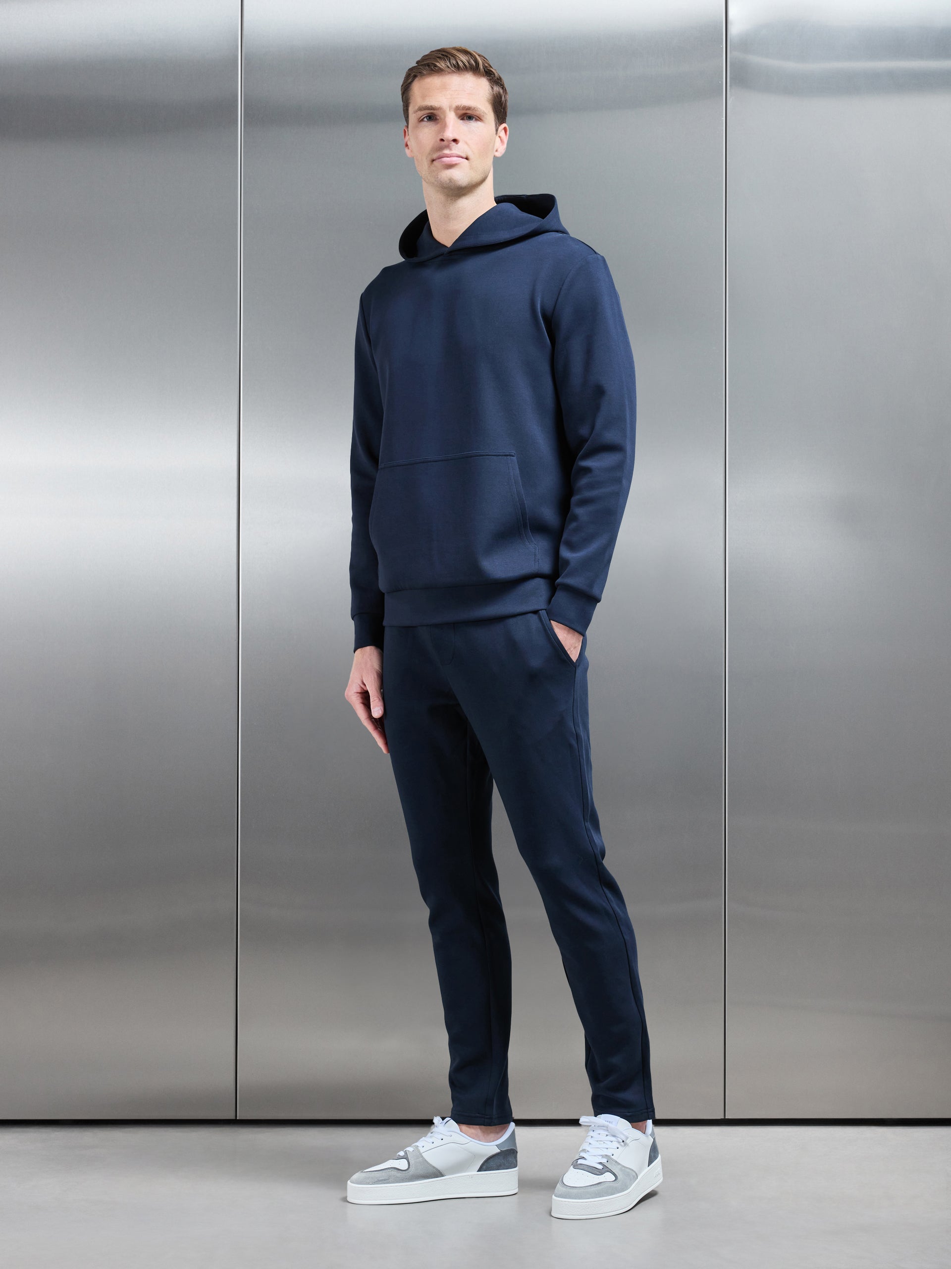 Interlock Jersey Tapered Jogger in Navy
