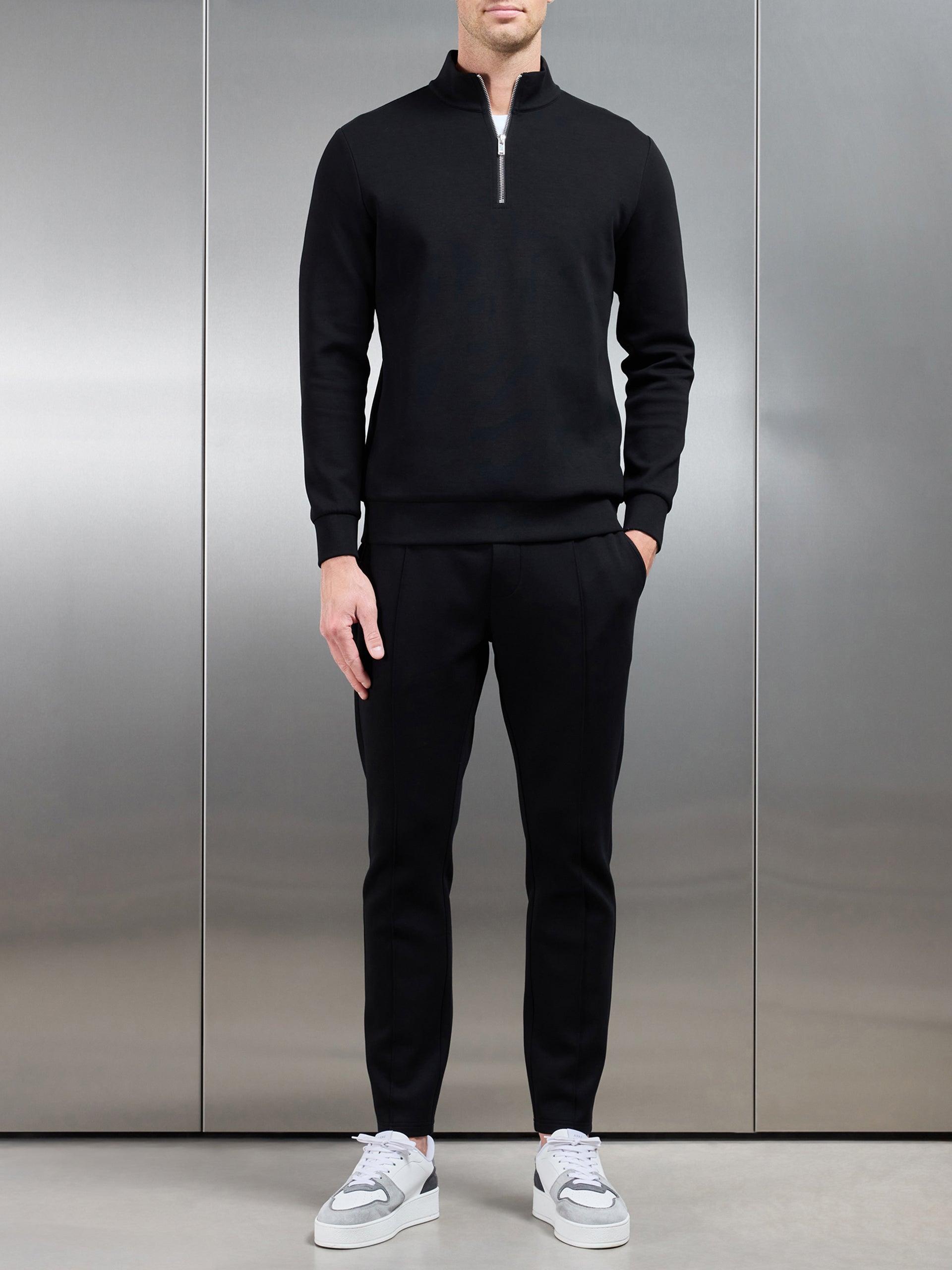 Interlock Jersey Half Zip in Black