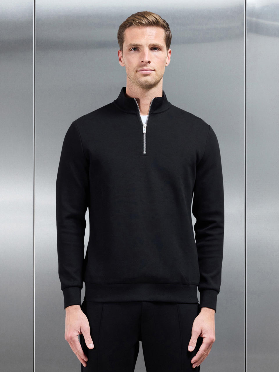 Interlock Jersey Half Zip in Black