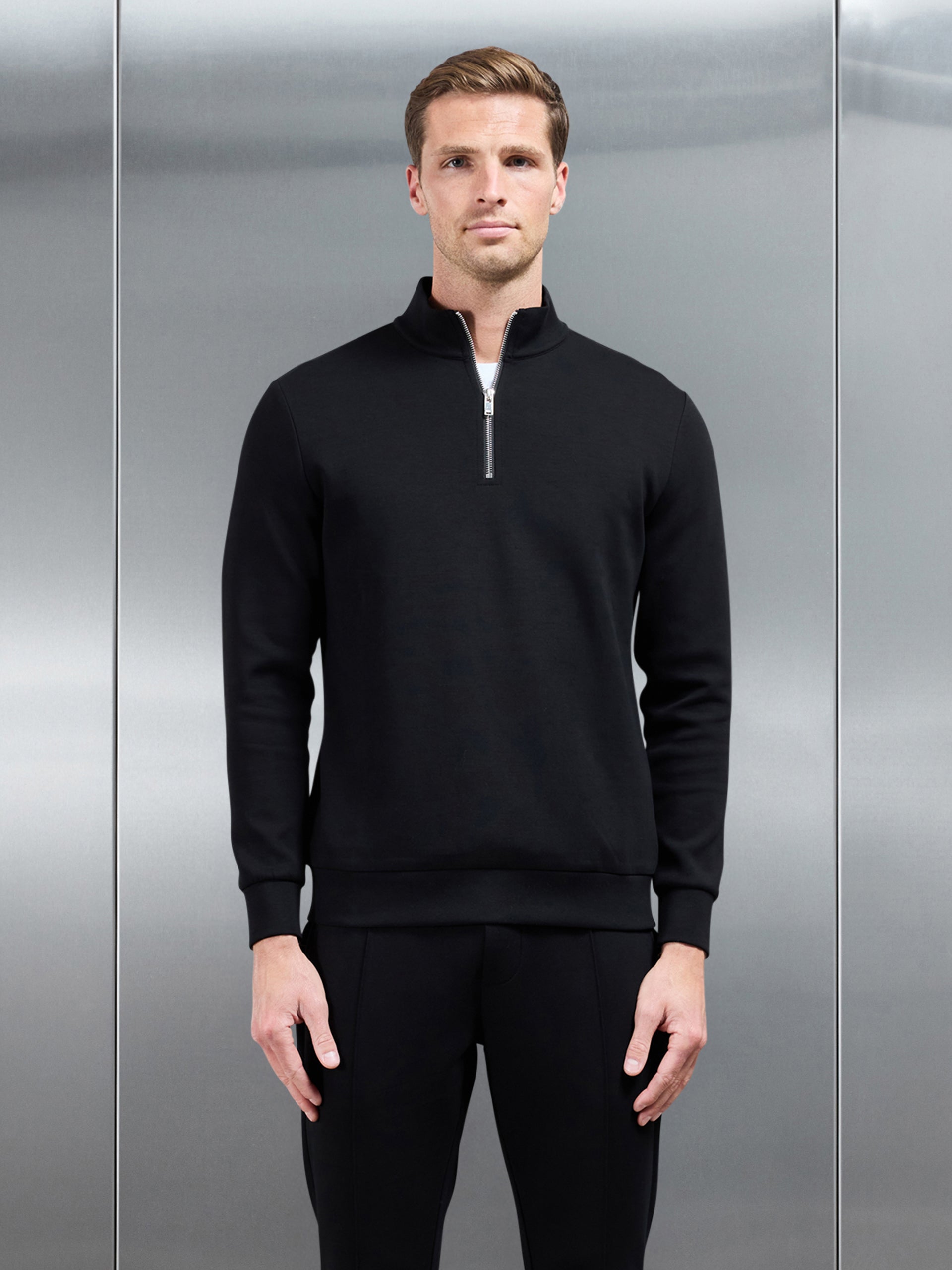 Interlock Jersey Half Zip in Black