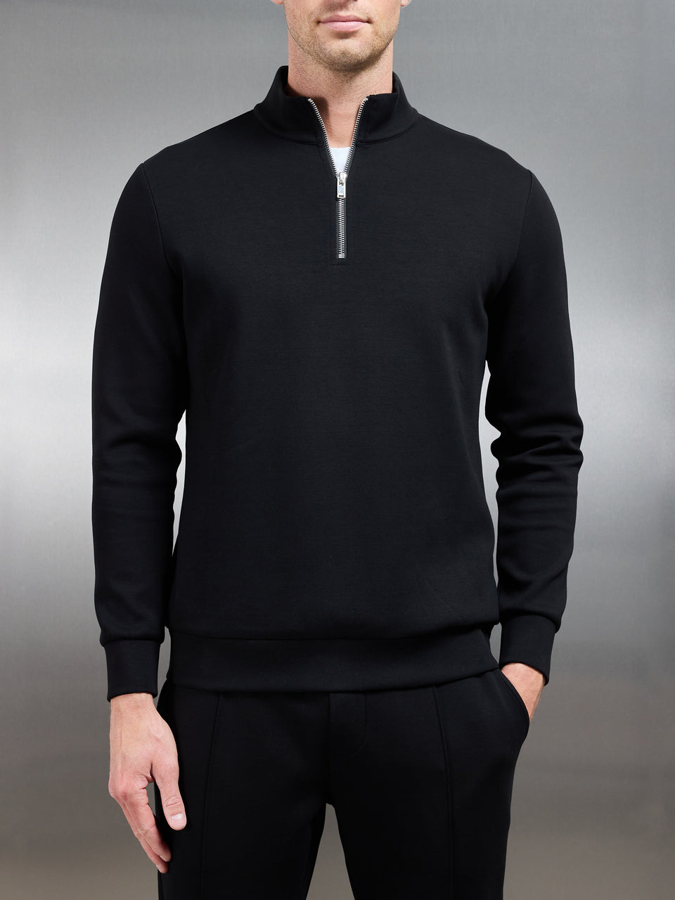 Interlock Jersey Half Zip in Black