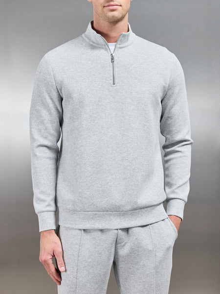 Interlock Jersey Half Zip in Marl Grey