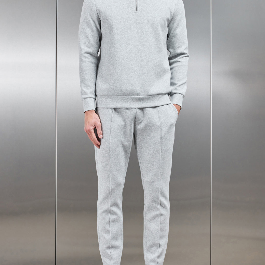 Interlock Jersey Half Zip in Marl Grey