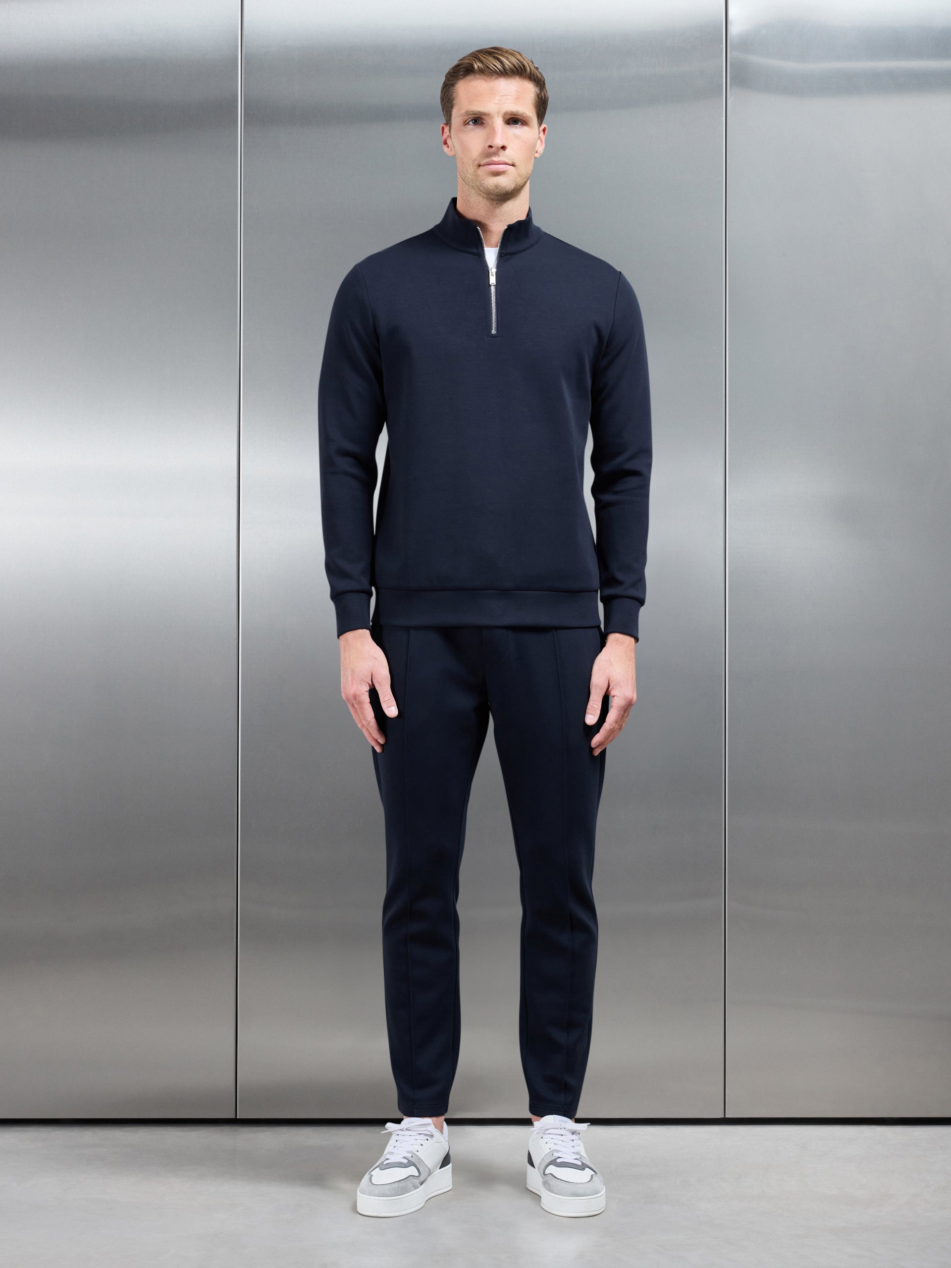 Interlock Jersey Half Zip in Navy