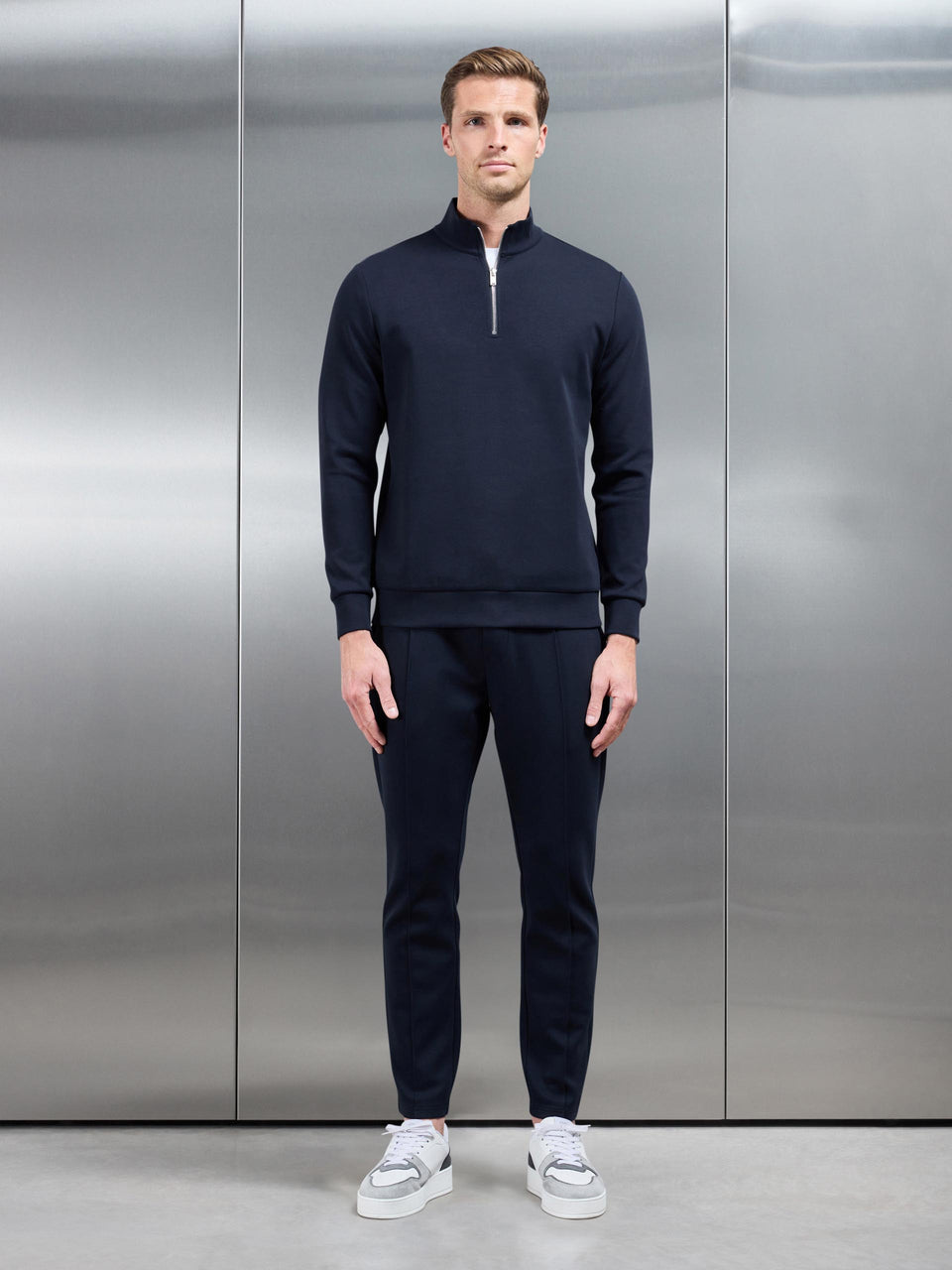 Interlock Jersey Half Zip in Navy