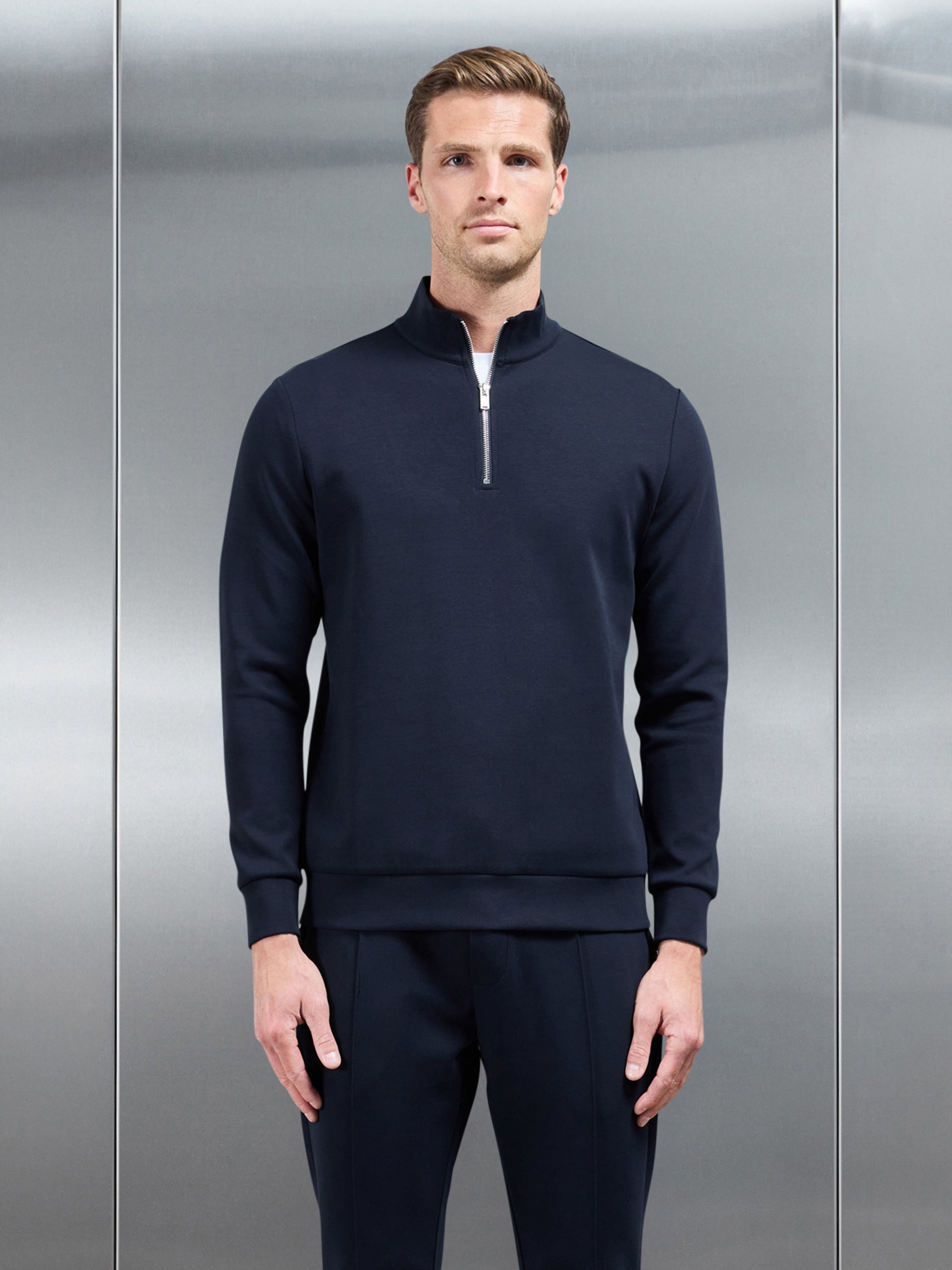 Interlock Jersey Half Zip in Navy