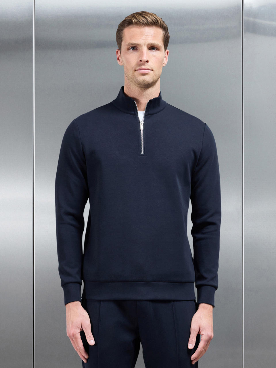 Interlock Jersey Half Zip in Navy