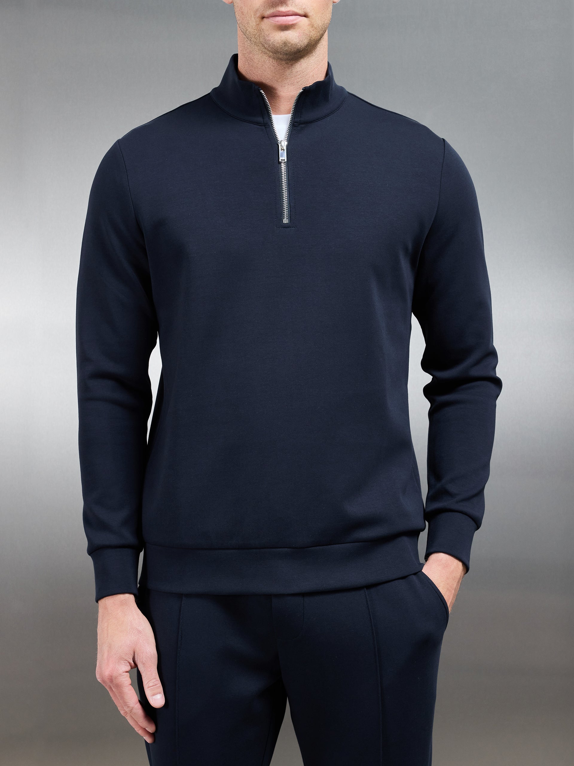 Interlock Jersey Half Zip in Navy