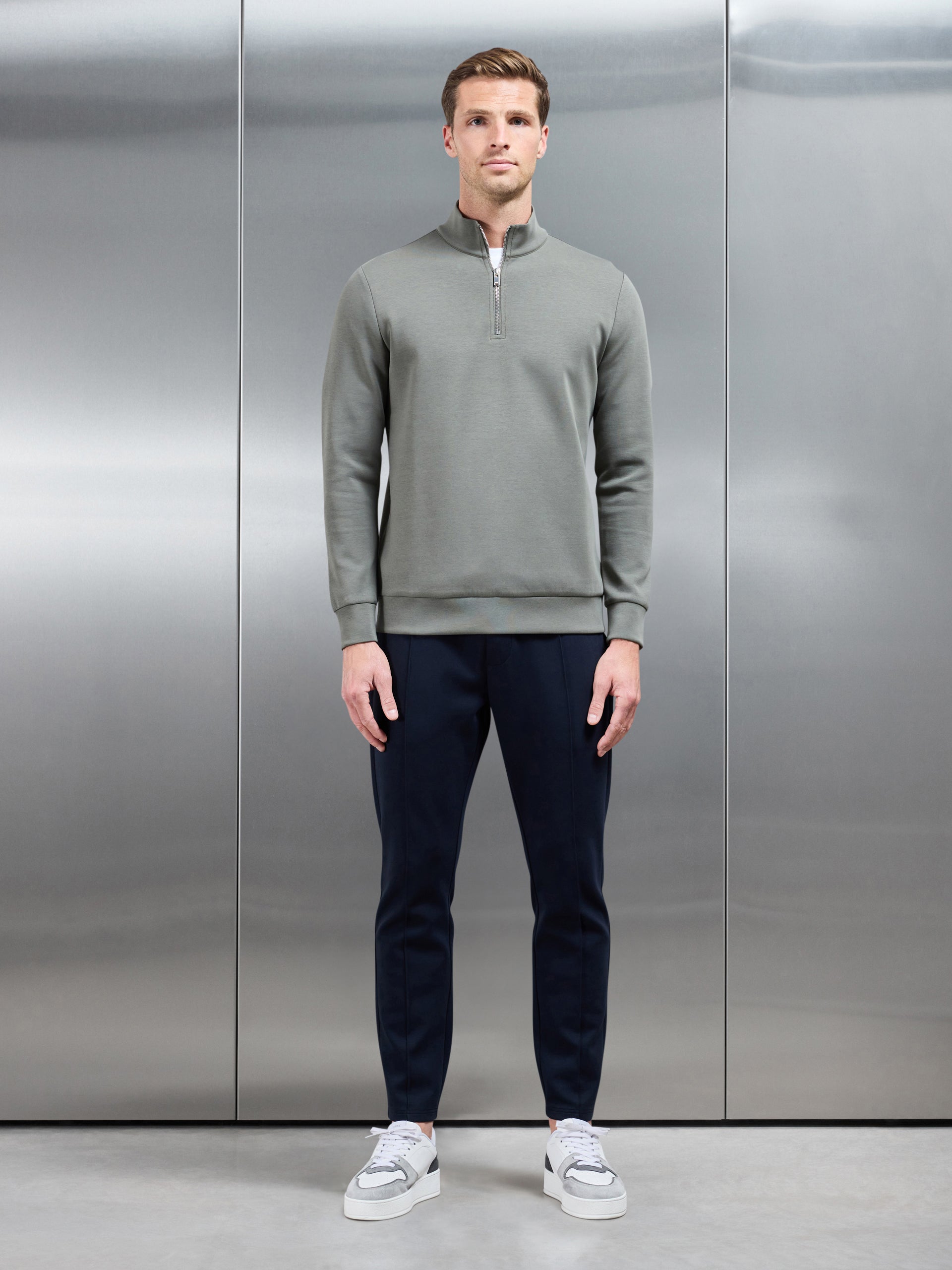 Interlock Jersey Half Zip in Sage
