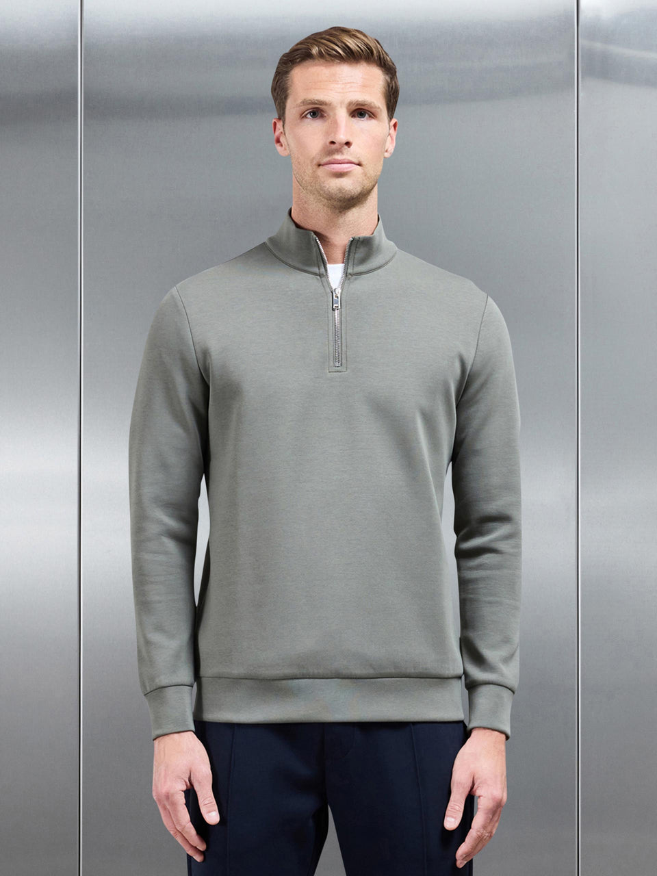 Interlock Jersey Half Zip in Sage