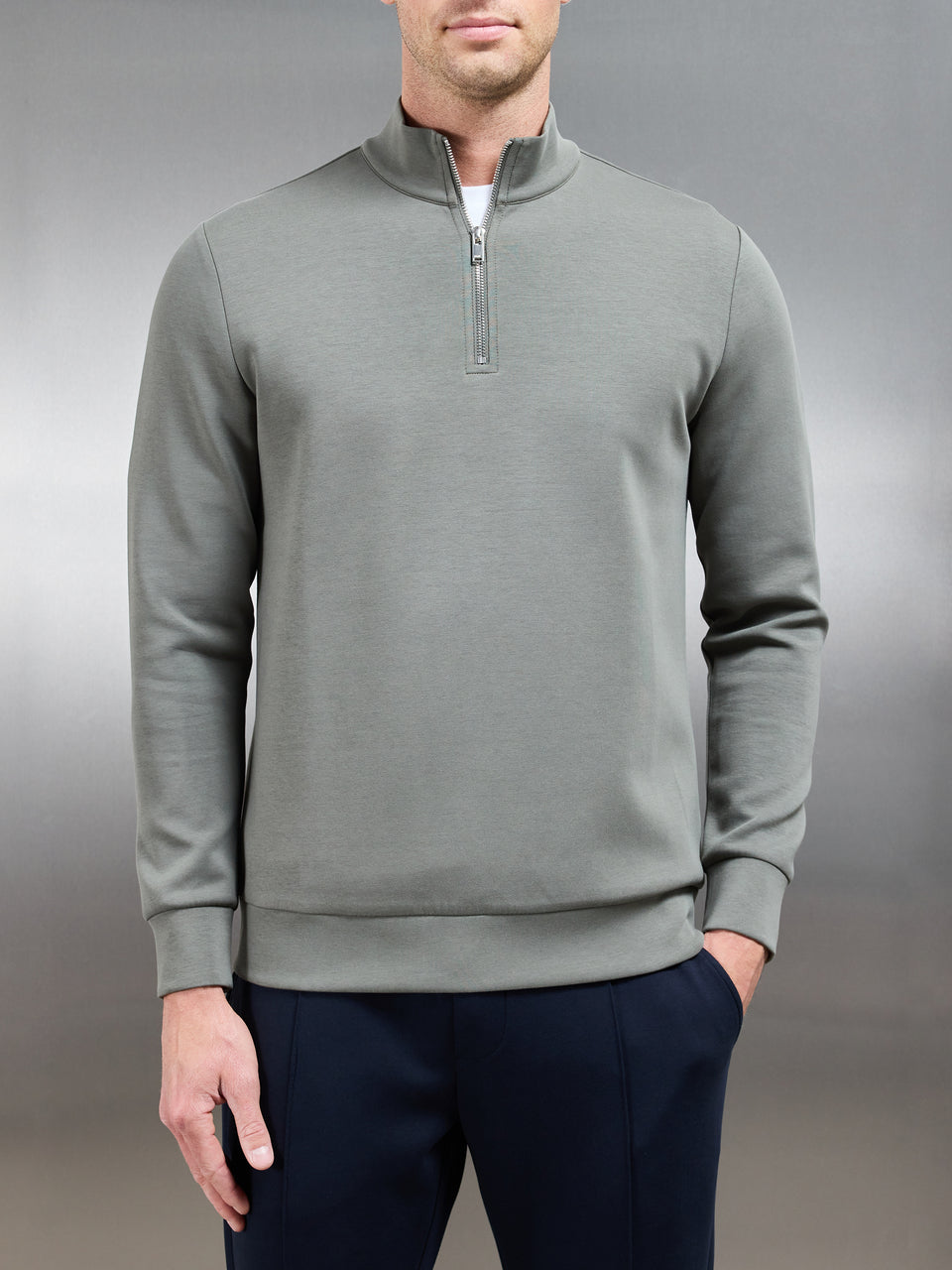 Interlock Jersey Half Zip in Sage