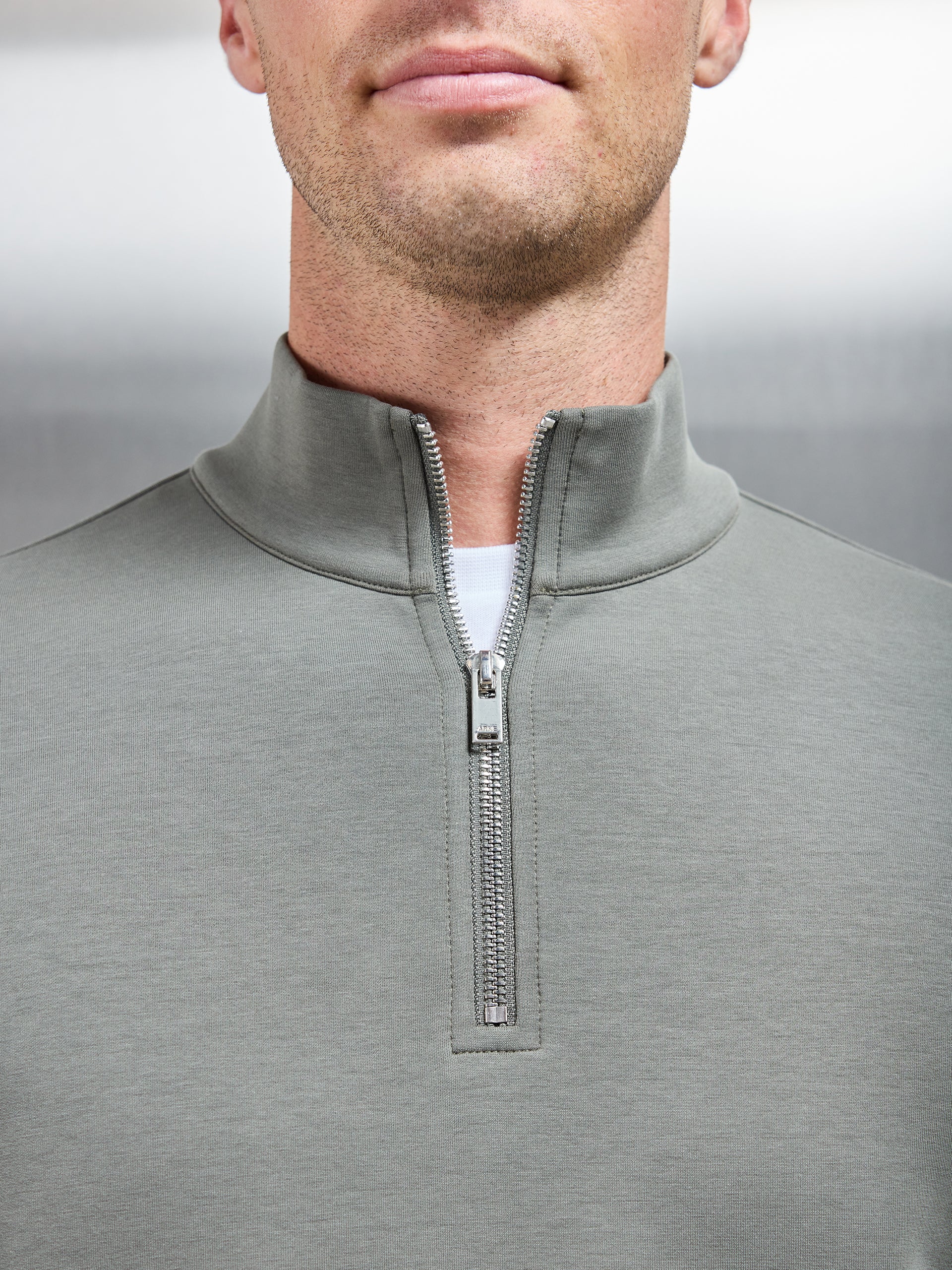 Interlock Jersey Half Zip in Sage