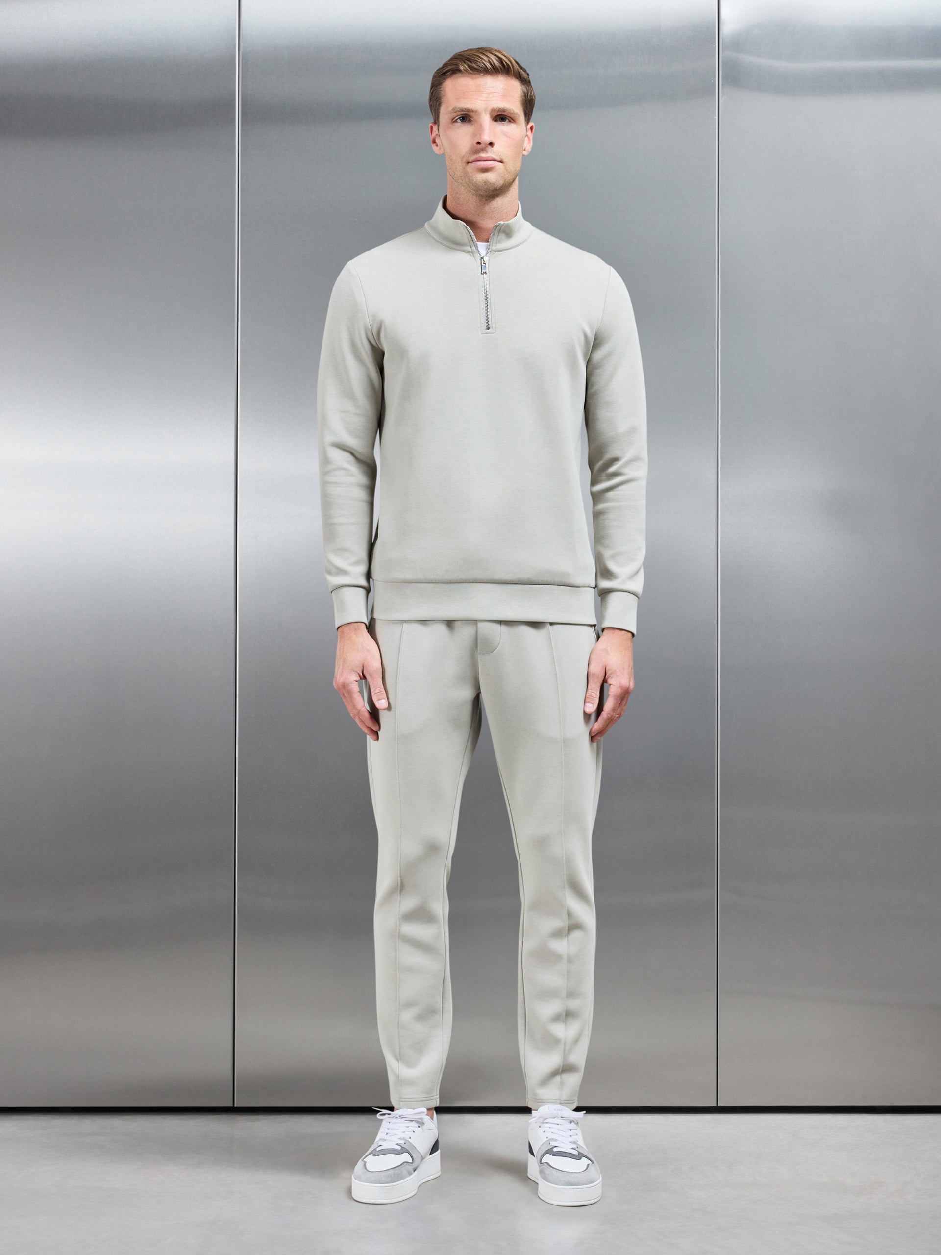 Interlock Jersey Half Zip in Stone