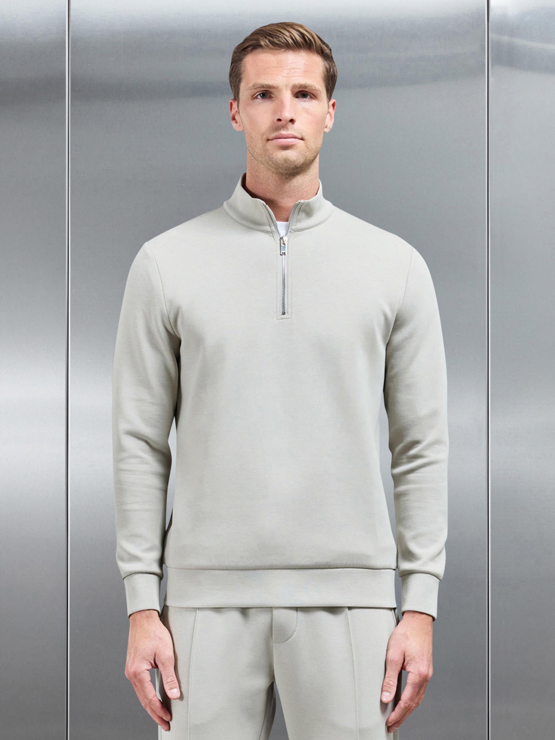 Interlock Jersey Half Zip in Stone