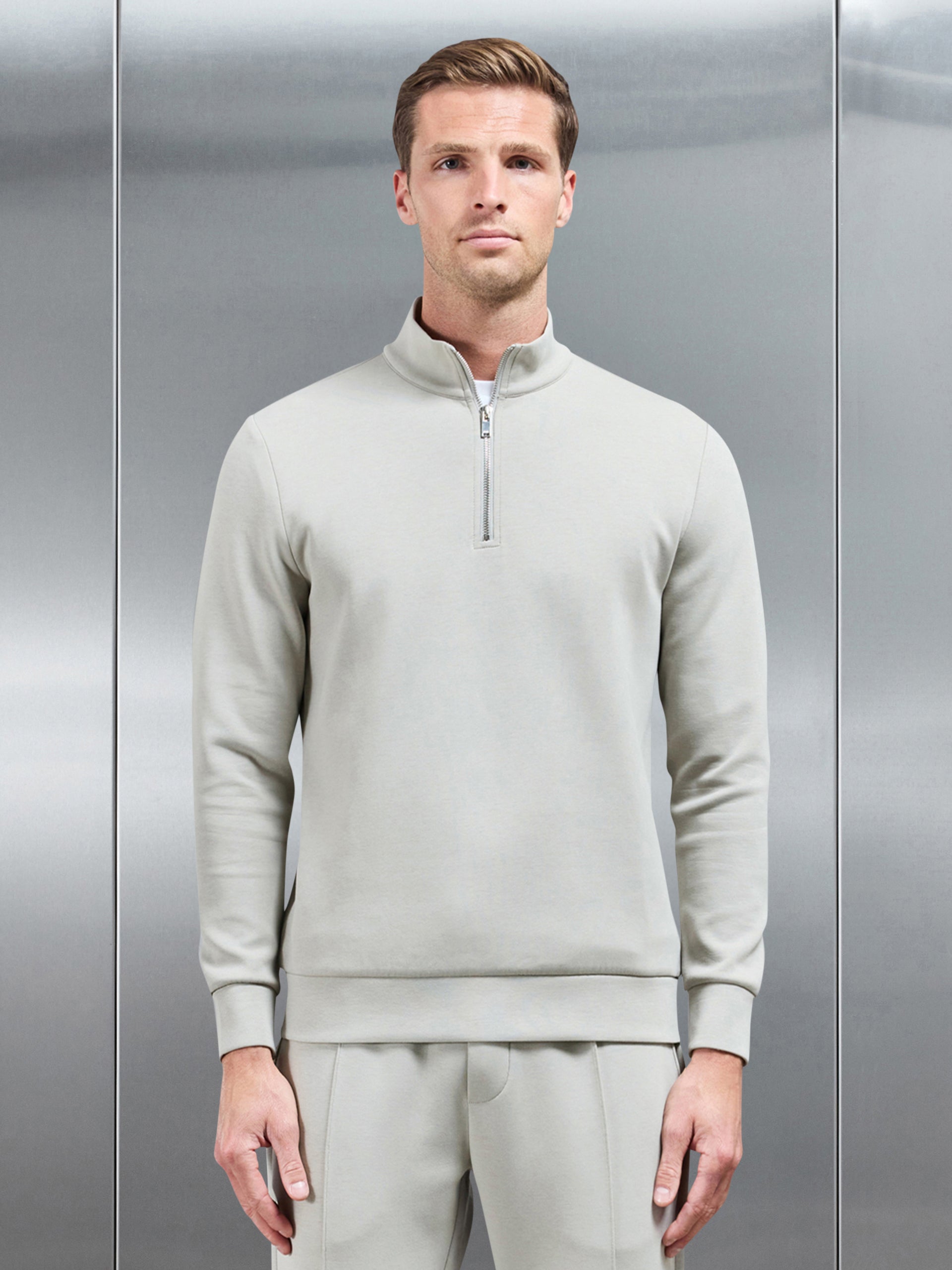 Interlock Jersey Half Zip in Stone