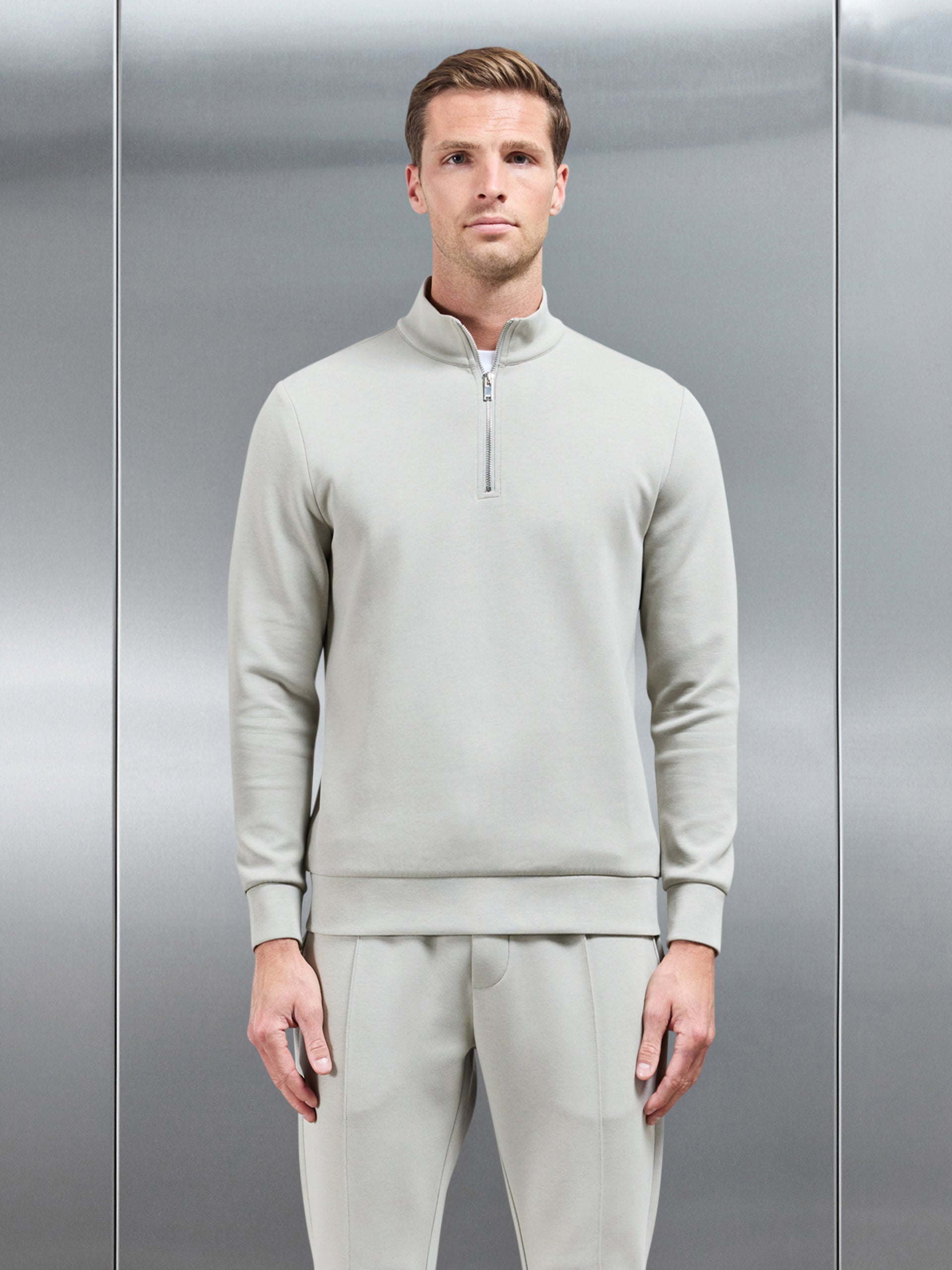 Interlock Jersey Half Zip in Stone