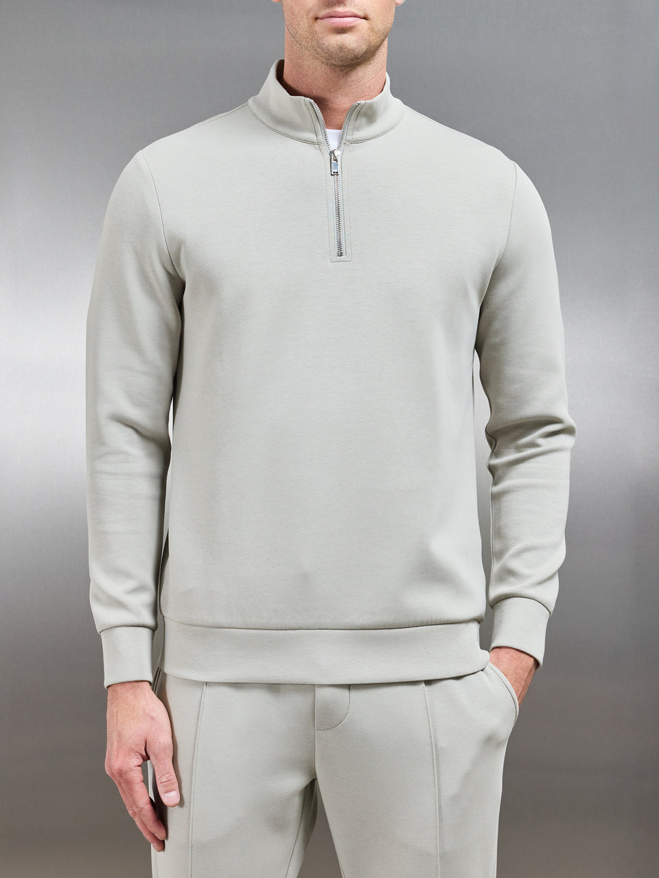 Interlock Jersey Half Zip in Stone