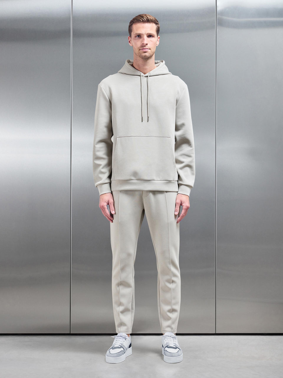 Interlock Jersey Hoodie in Stone