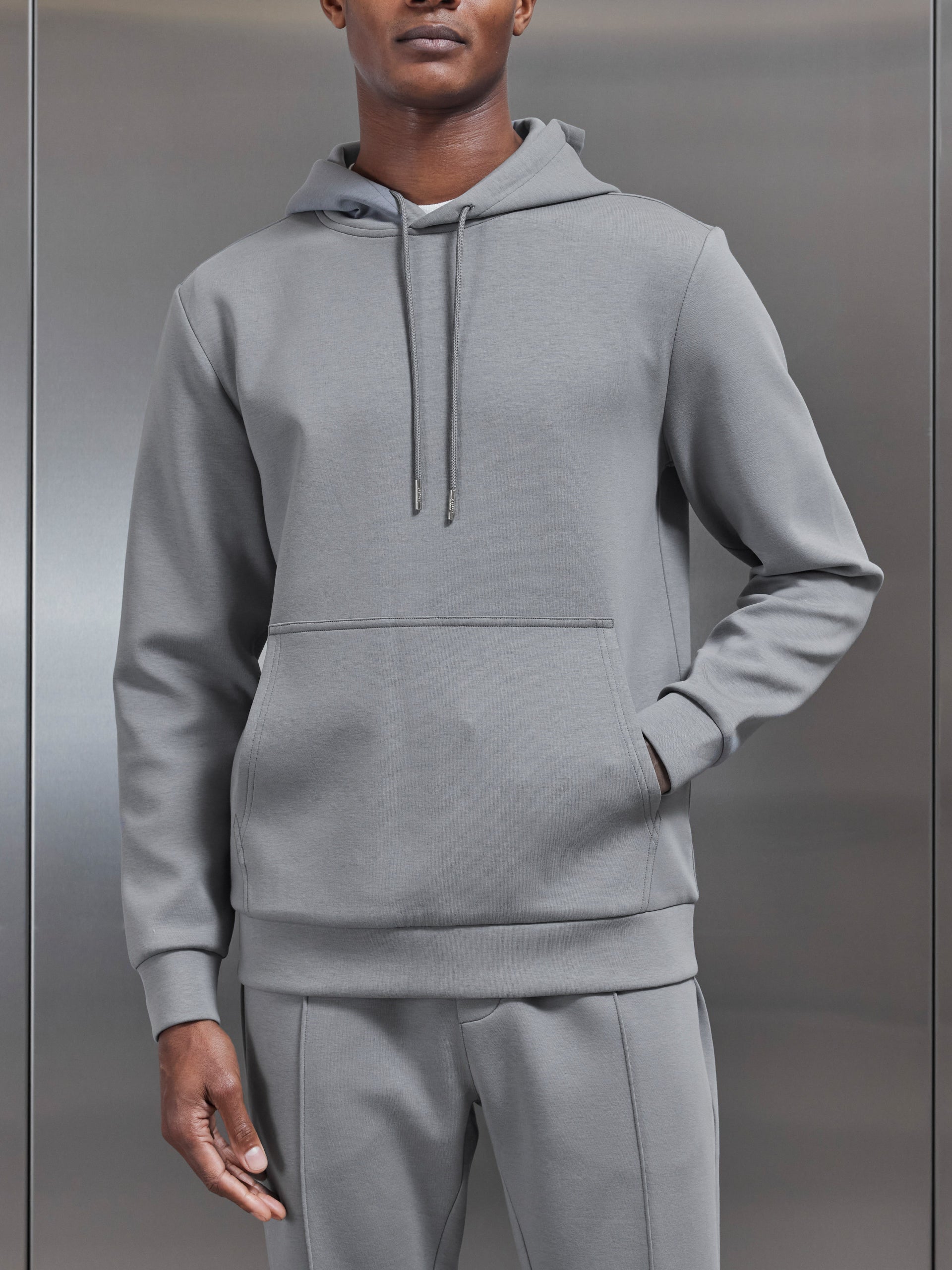 Interlock Jersey Hoodie in Grey