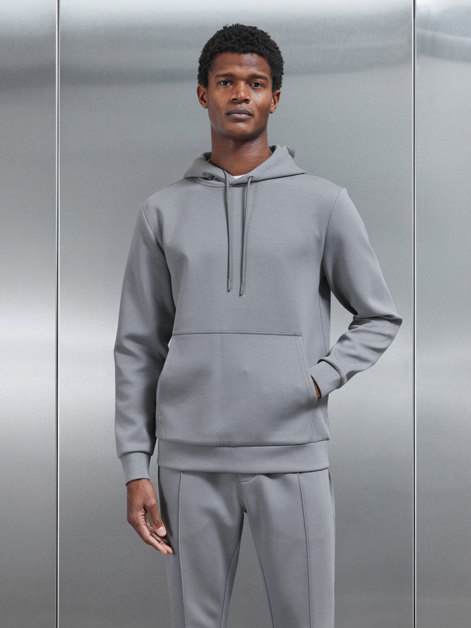 Interlock Jersey Hoodie in Grey