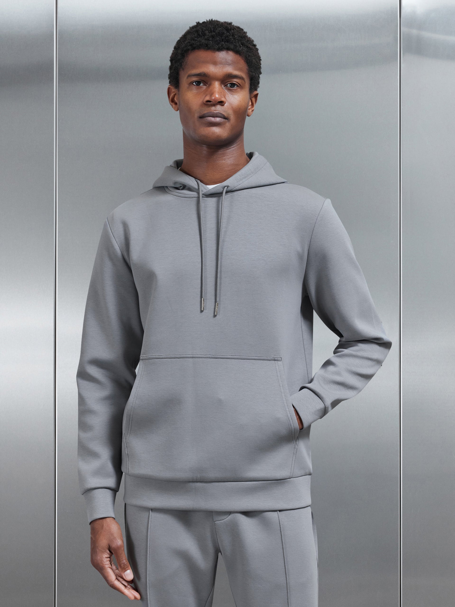 Interlock Jersey Hoodie in Grey
