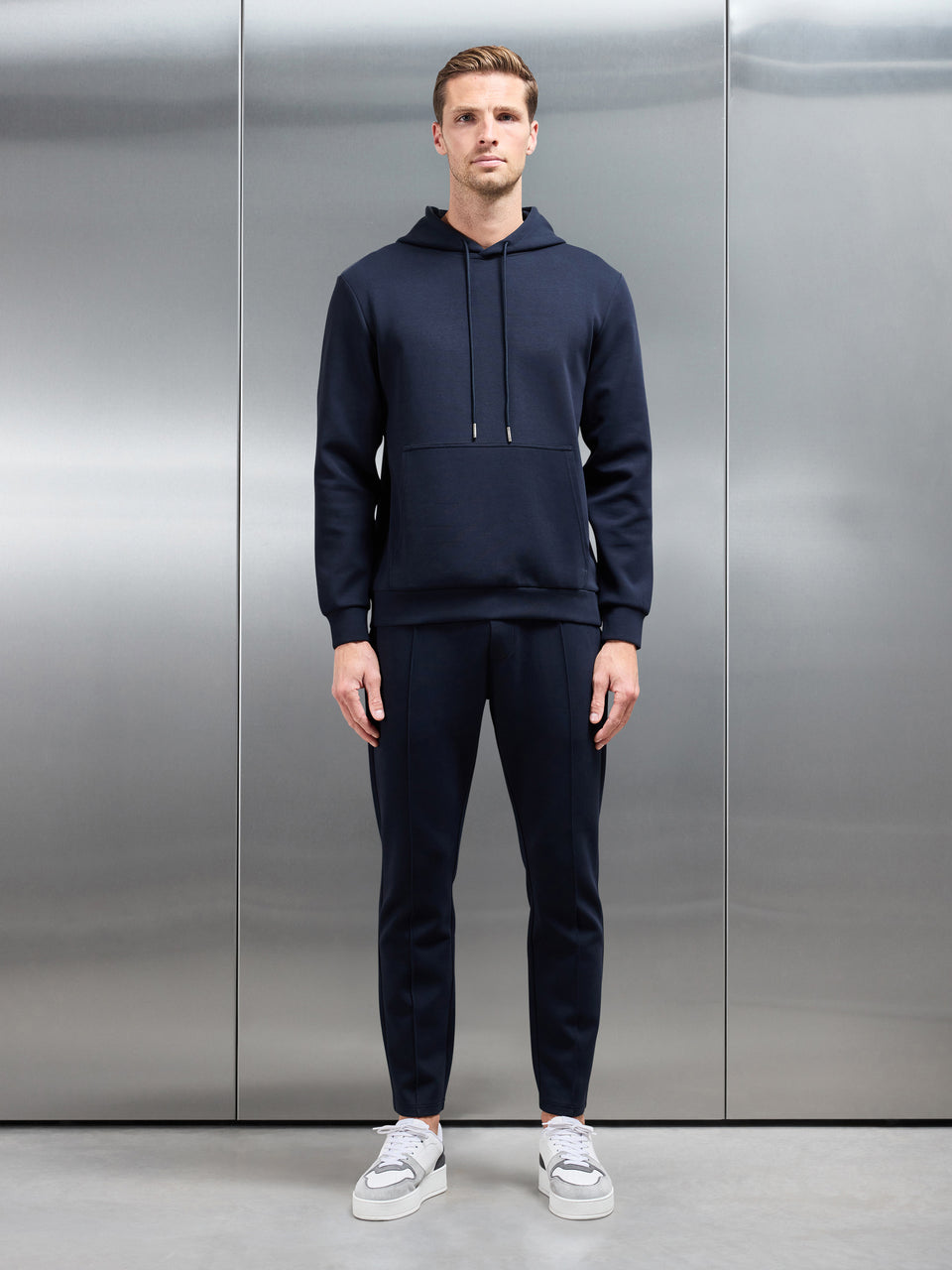 Interlock Jersey Hoodie in Navy