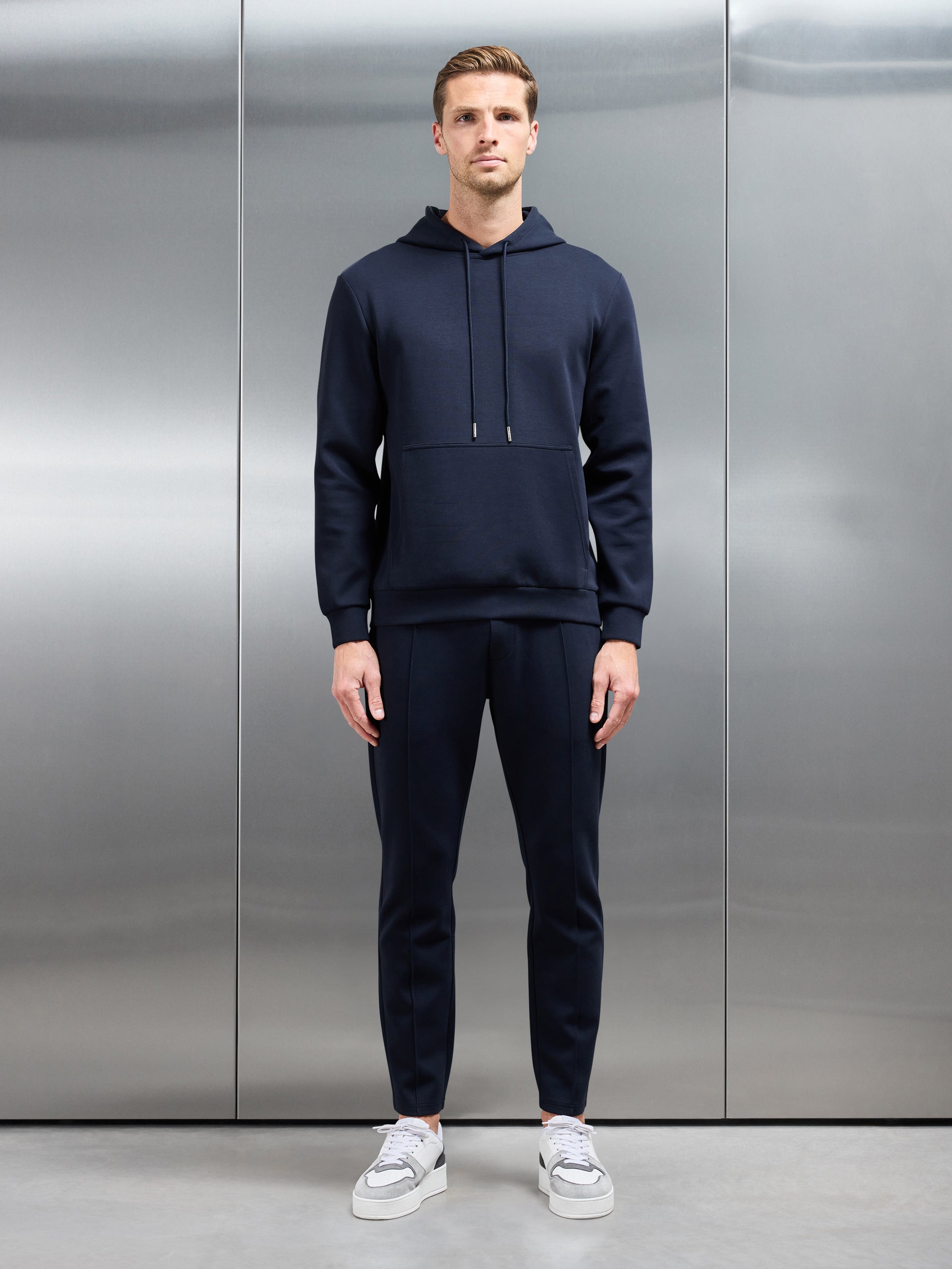 Interlock Jersey Hoodie in Navy