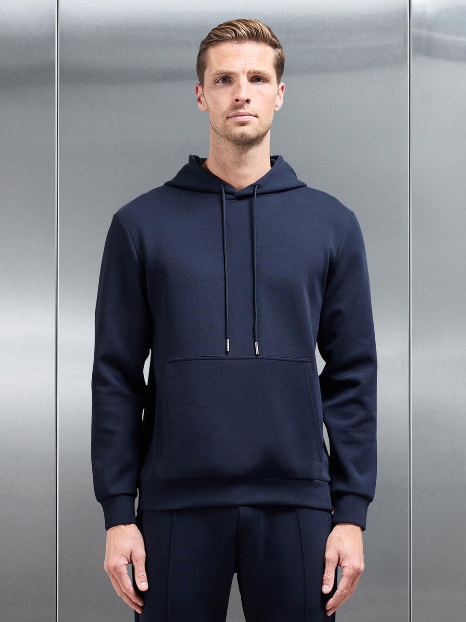 Interlock Jersey Hoodie in Navy