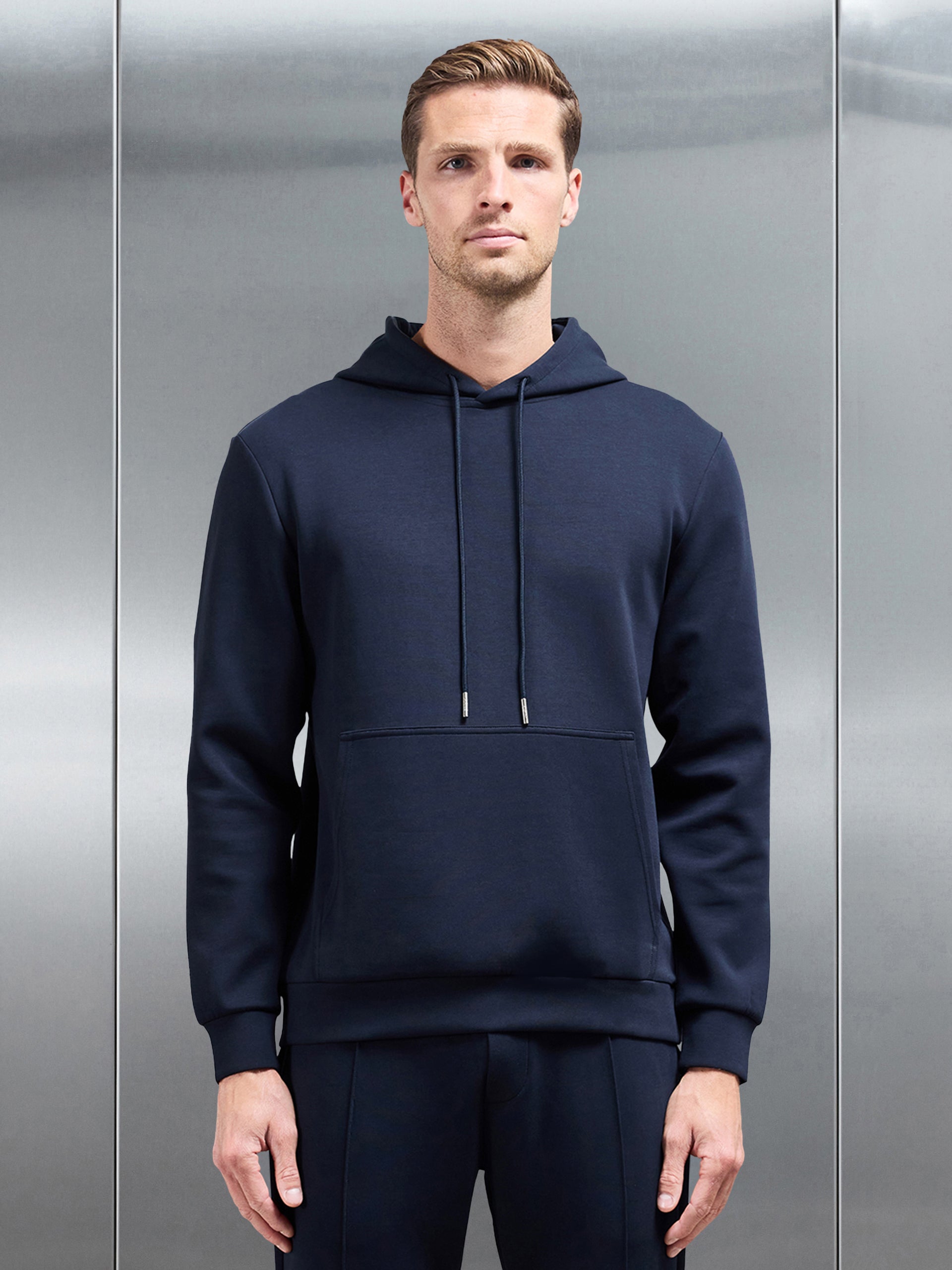 Interlock Jersey Hoodie in Navy