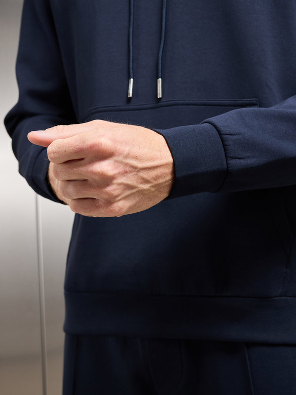 Interlock Jersey Hoodie in Navy