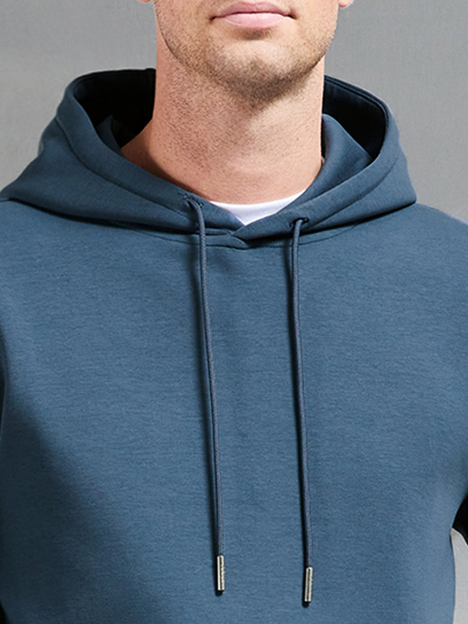 Interlock Jersey Hoodie in Steel Blue