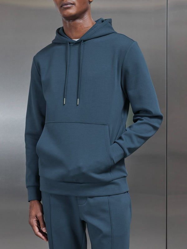 Interlock Jersey Hoodie in Steel Blue