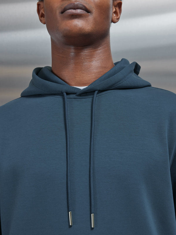 Interlock Jersey Hoodie in Steel Blue