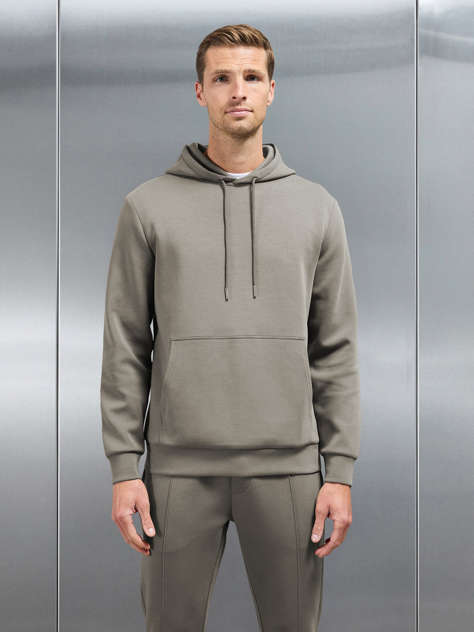 Interlock Jersey Hoodie in Taupe