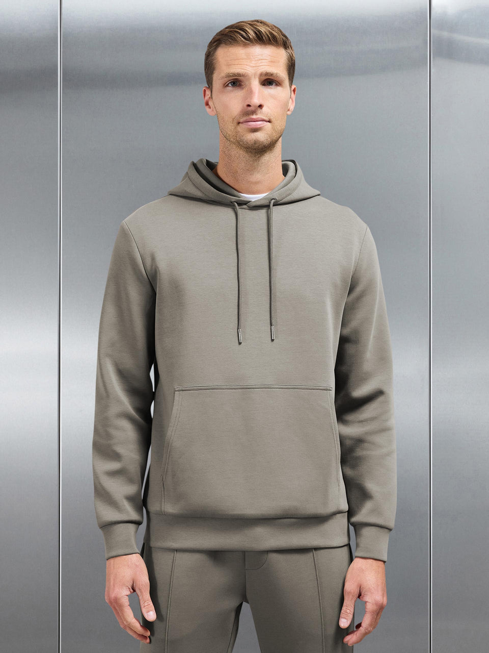 Interlock Jersey Hoodie in Taupe