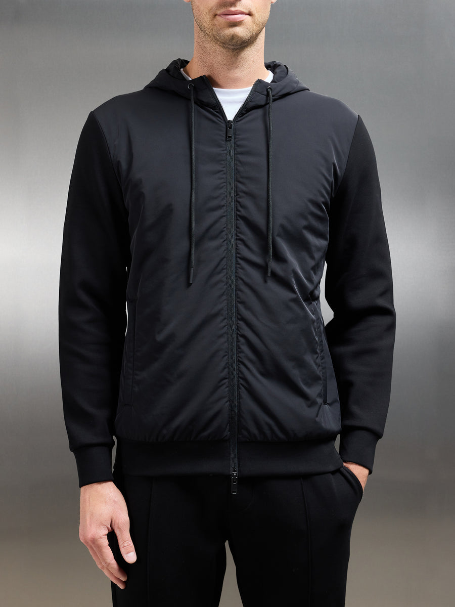 Interlock Jersey Hybrid Windbreaker in Black