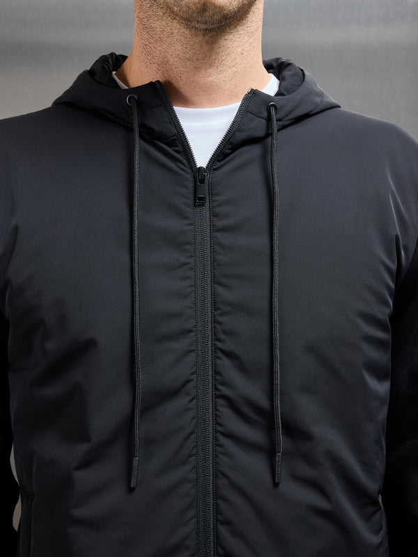 Interlock Jersey Hybrid Windbreaker in Black